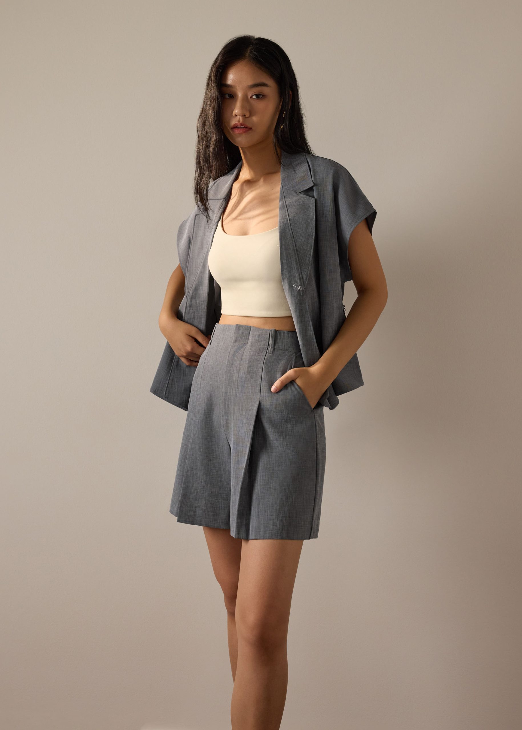 Vina Detachable Sash Melange Front Wrap Top - Image 16