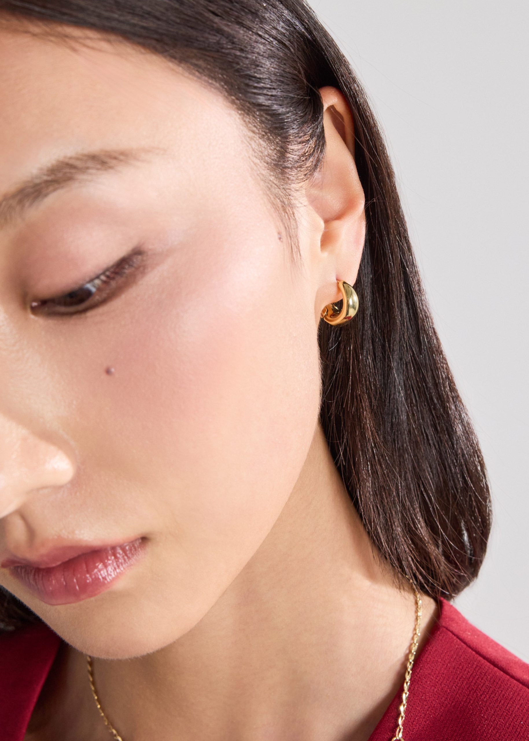 14K Gold Plated Hoop Earrings Set - Image 2