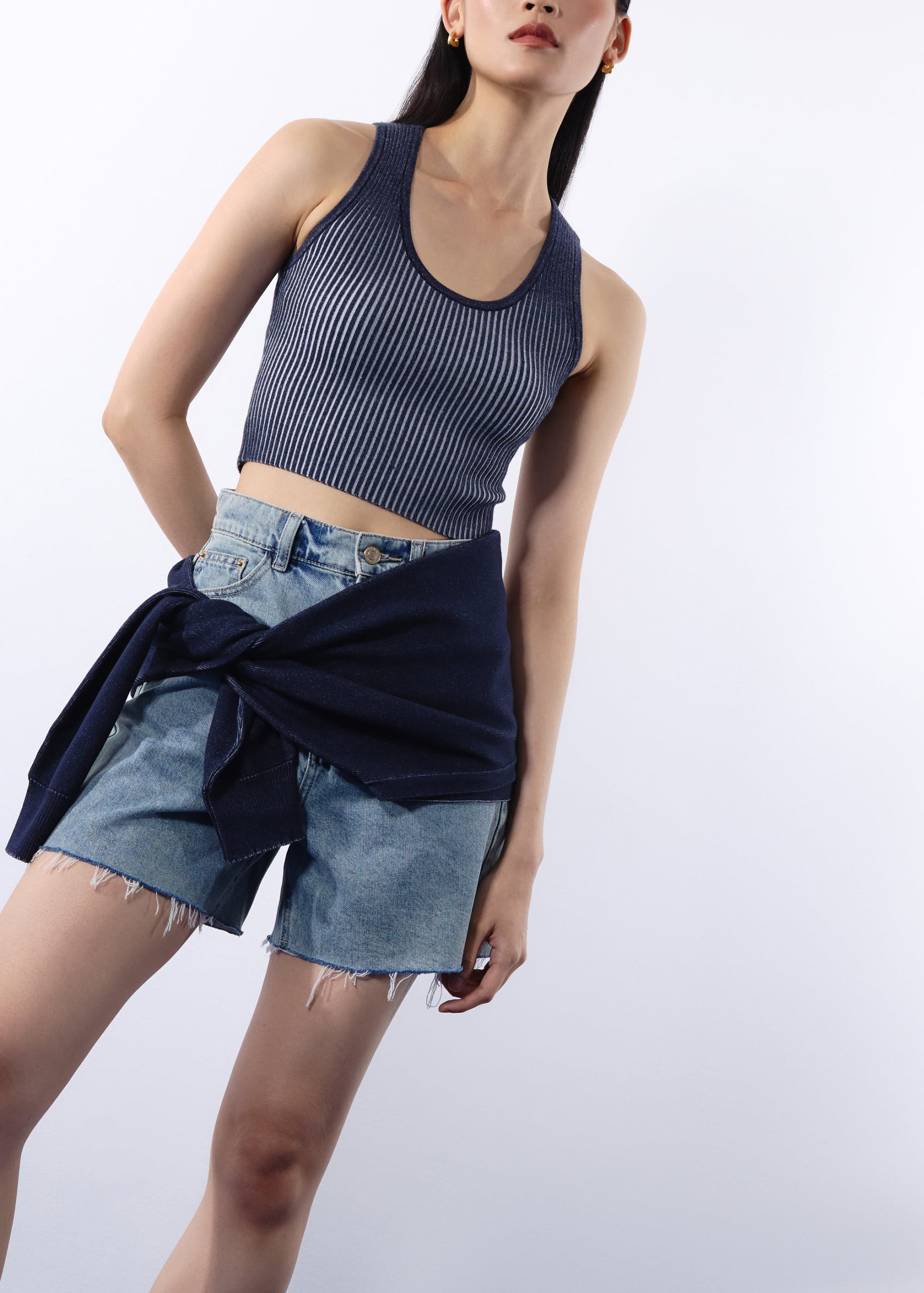 Duo Knit Scoop Neck Crop Tank Top - Image 11