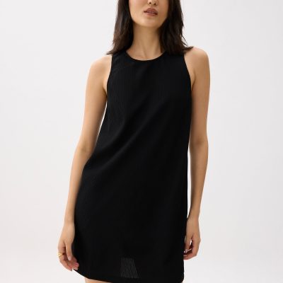 Ribbed Scoop Neck Shift Mini Dress