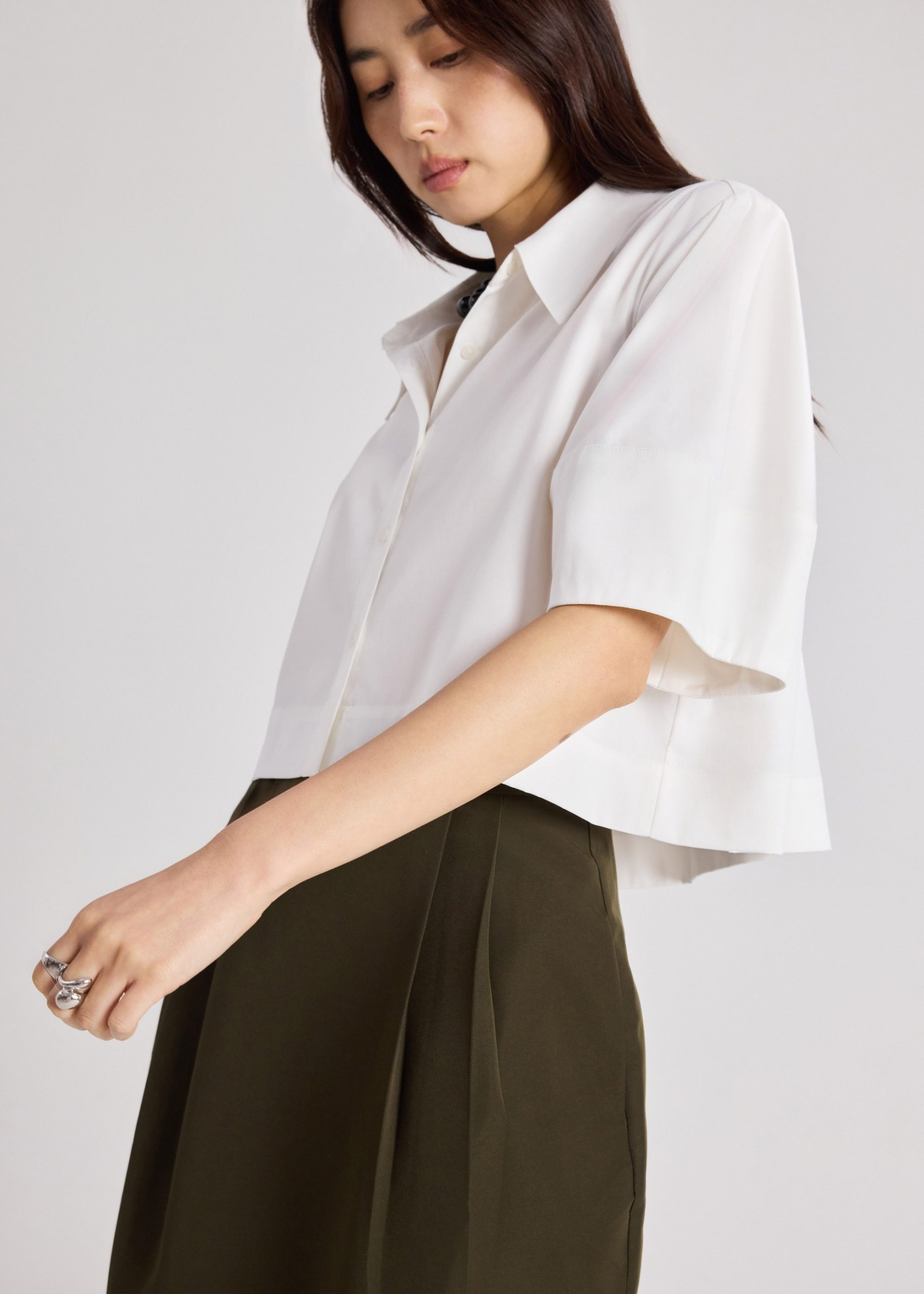 Cocoon Sleeve Crop Shirt - Image 5