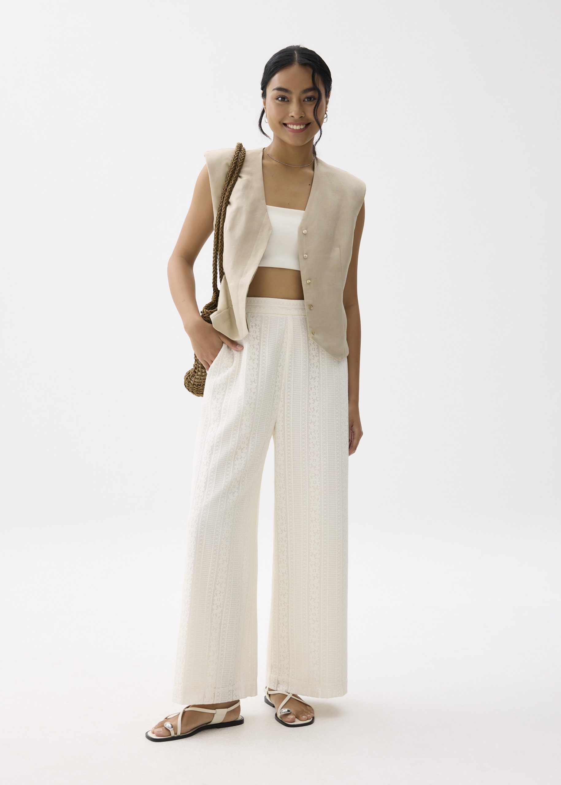 Elastic Lace Wide Leg Pants - Image 10