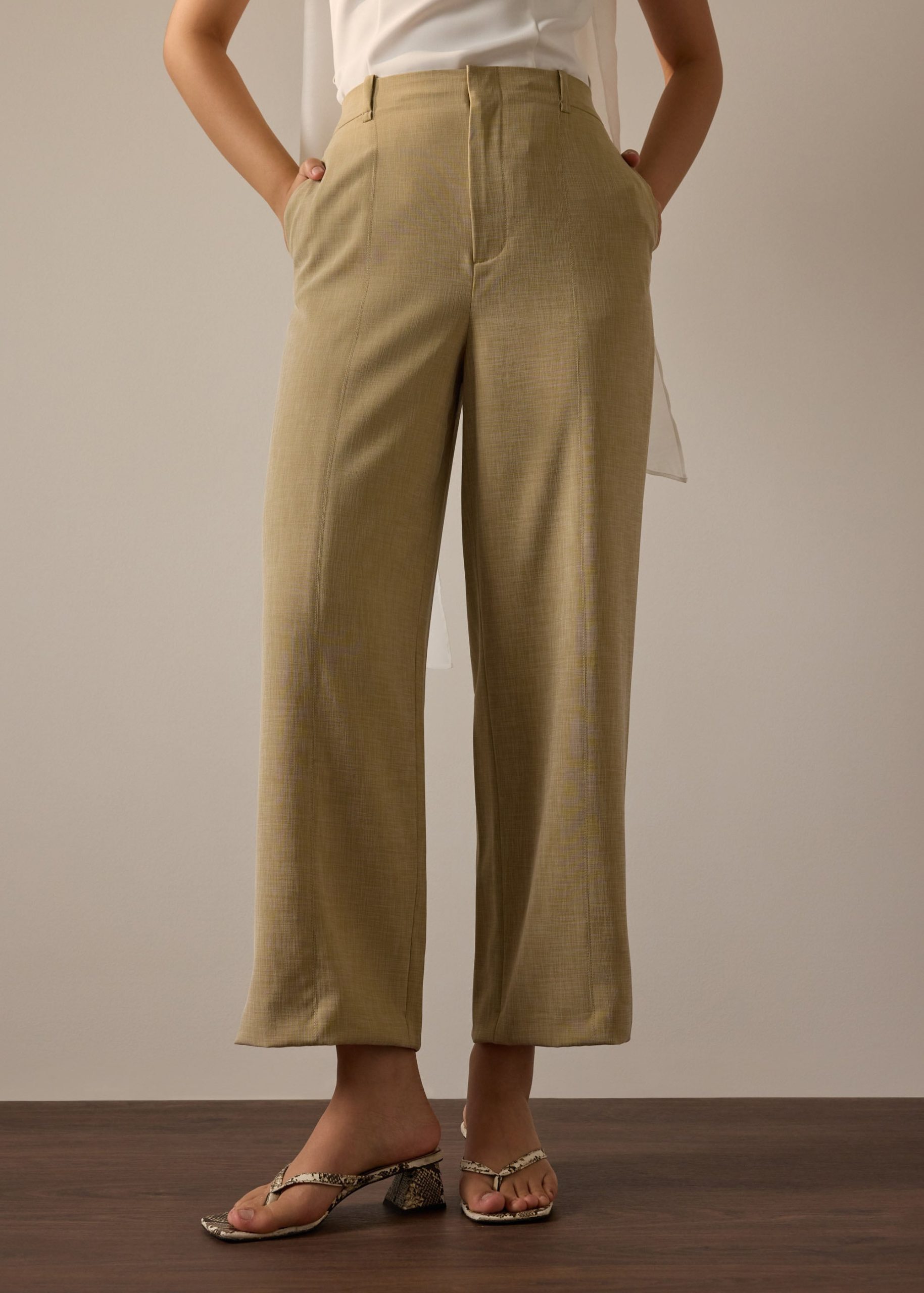 Leggy??Pia Adjustable Hem Elastic Melange Straight Leg Pants - Image 20