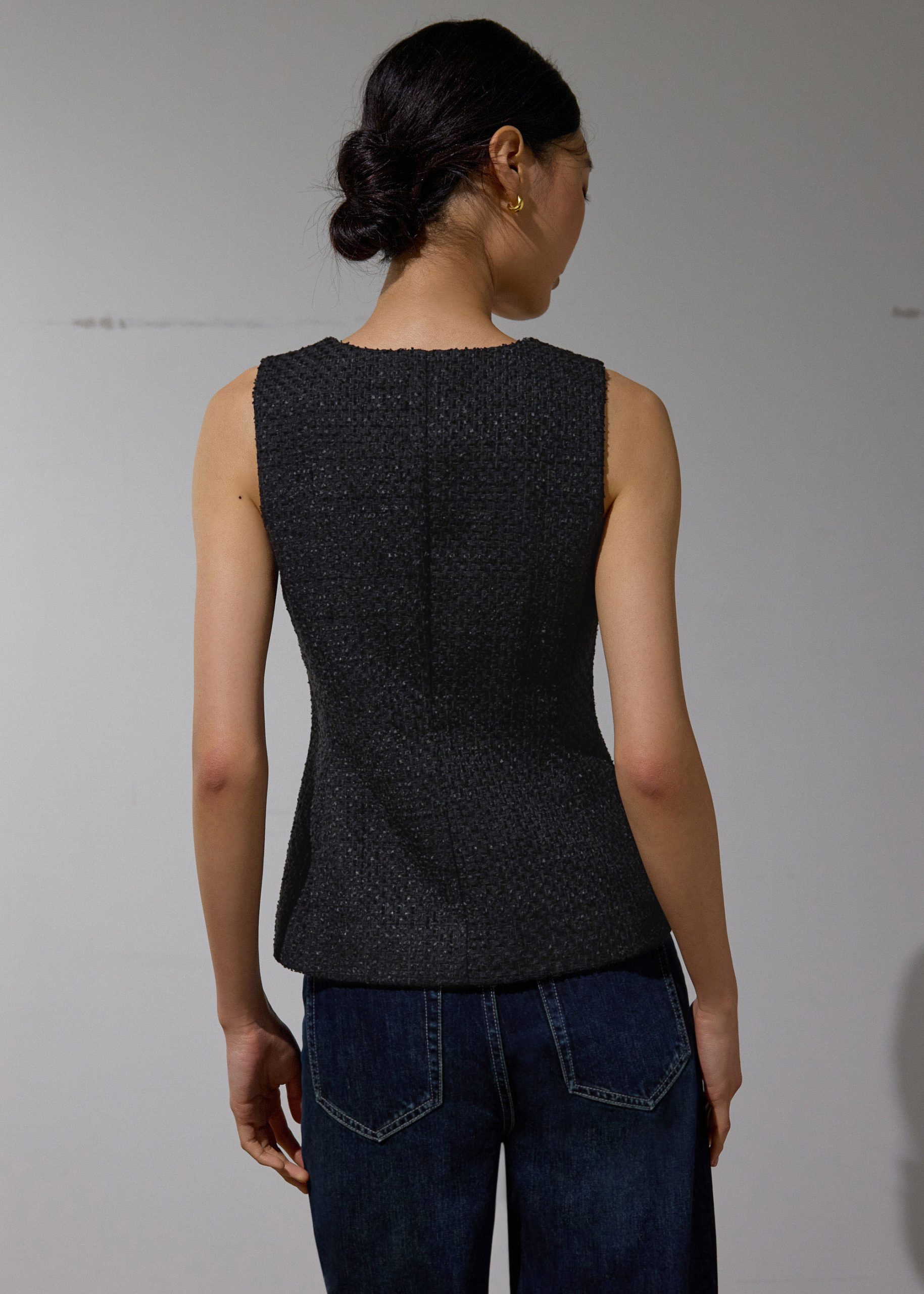 Fumiko Ribbon Tweed Vest Top - Image 6