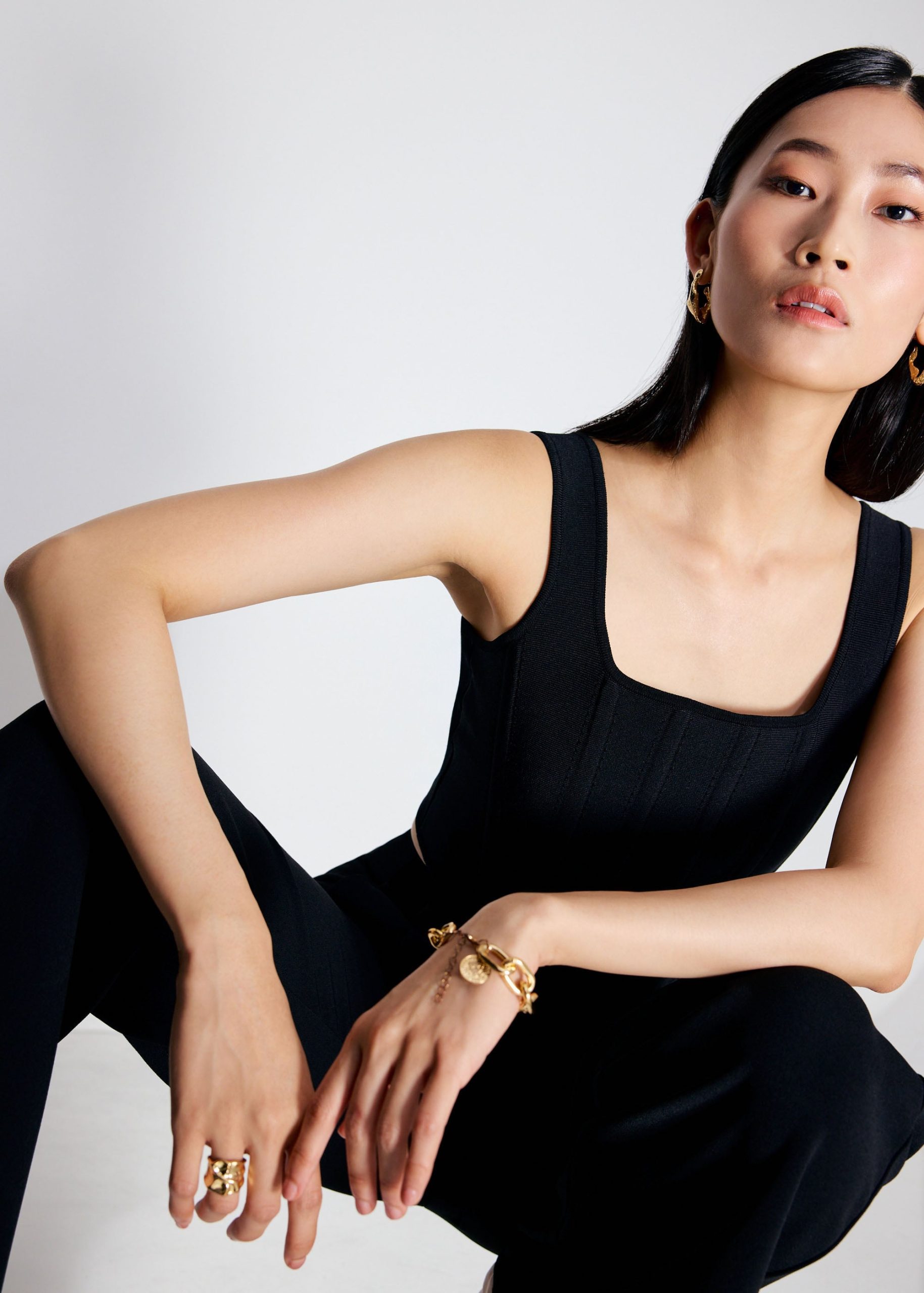 Knit Square Neck Fitted Crop Bustier Top - Image 6