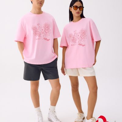 Love, Bonito | Wiggle Wiggle Unisex Oversized Drop Shoulder Tee in Strawberry Gelato