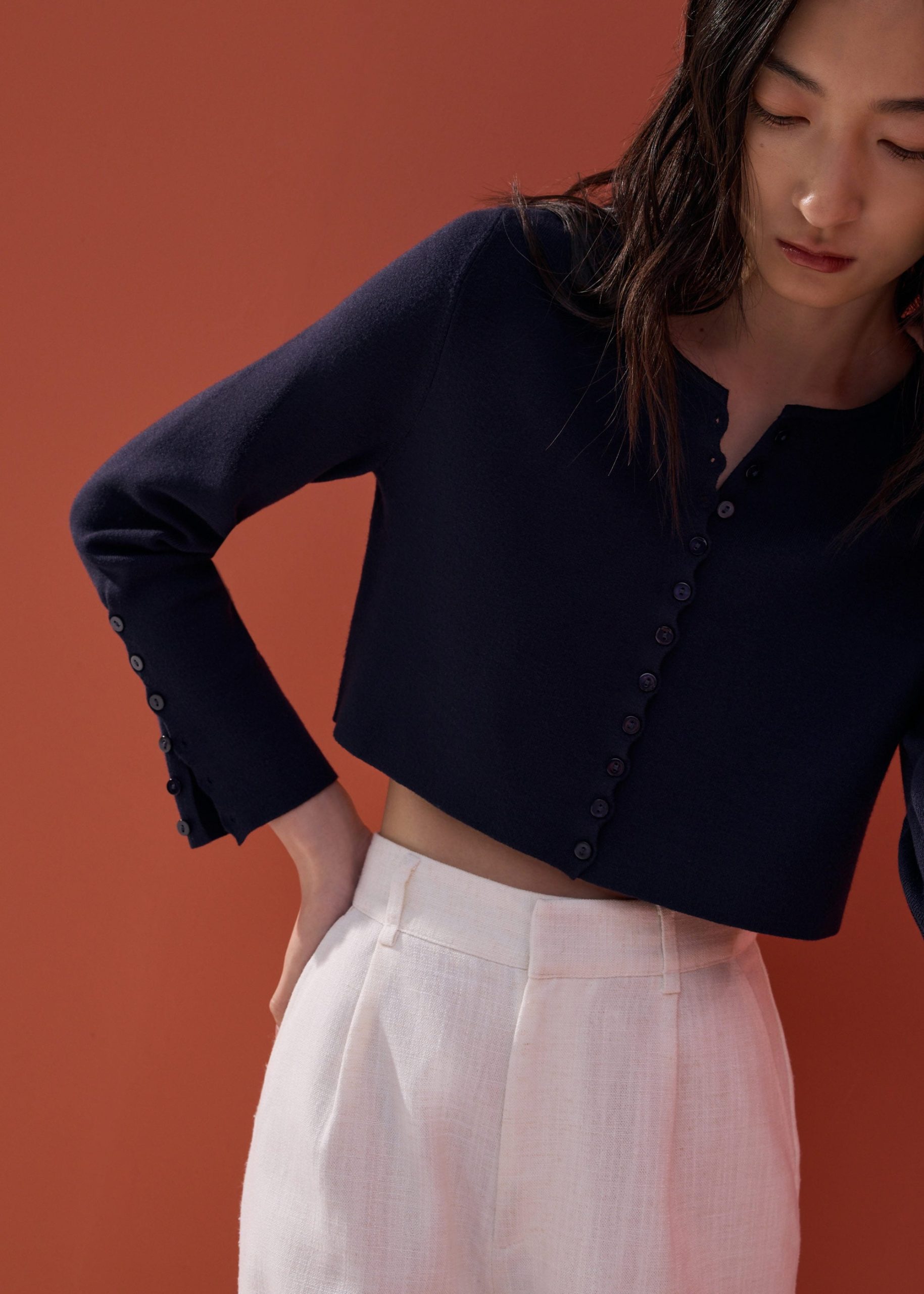 Malee Boxy Knit Scallop Edge Cardigan - Image 7
