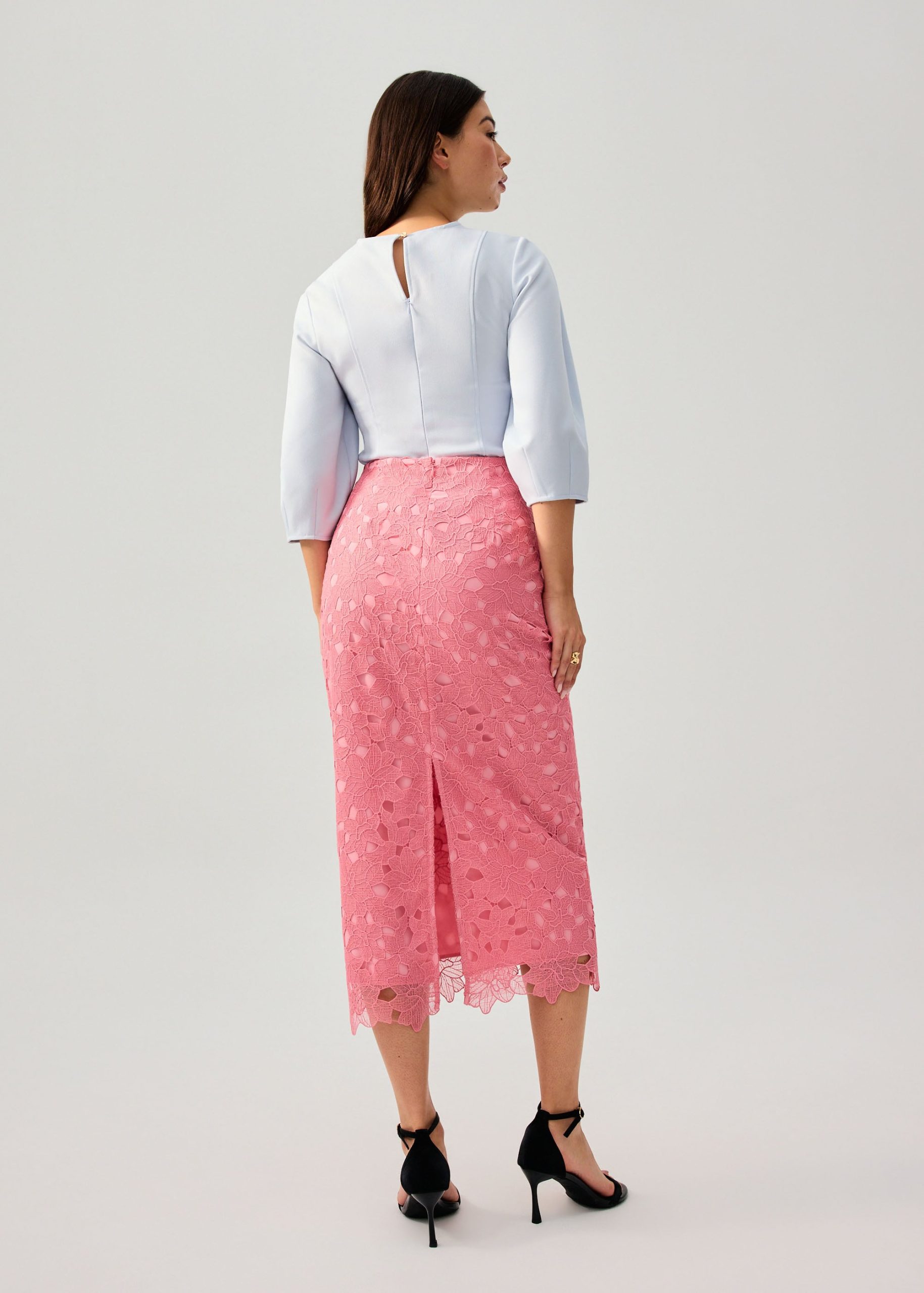 Floral Lace Column Midi Skirt - Image 12