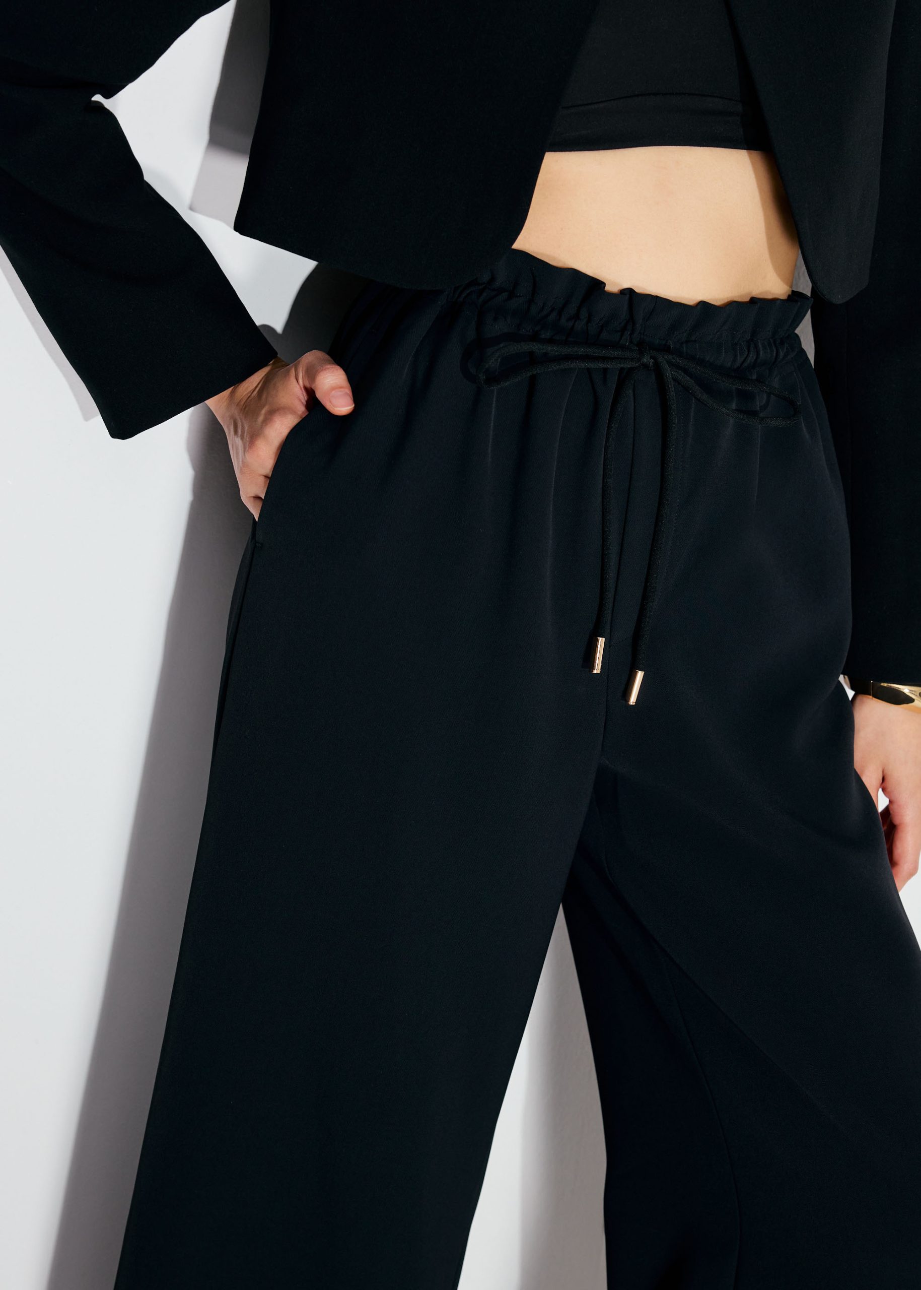 Elastic Drawstring Straight Leg Pants - Image 6