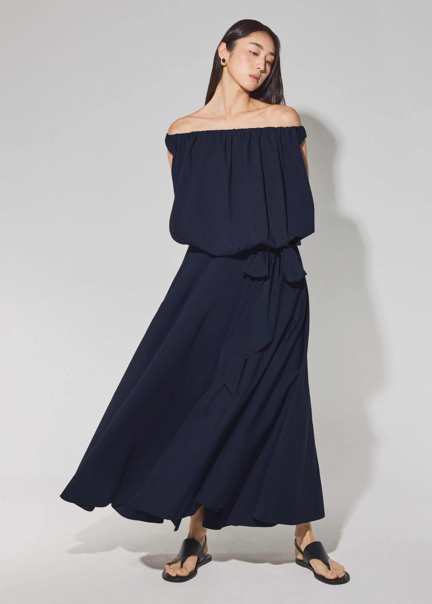 Cotton Side Tie Flare Floor Length Skirt - Image 3
