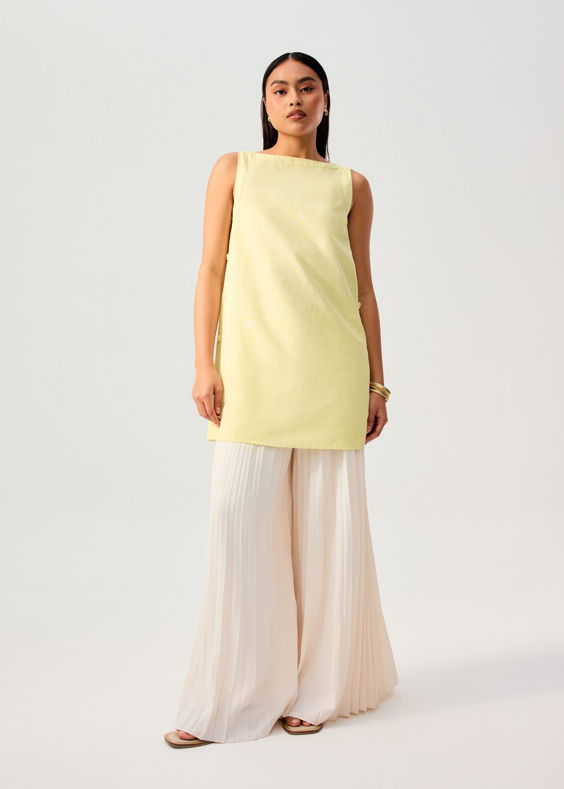 Cotton Boat Neck Shift Mini Dress - Image 17