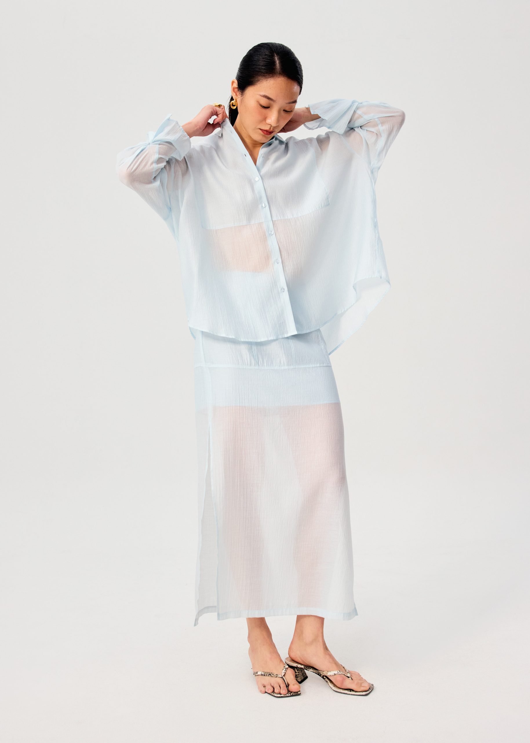 Sheer Lyocell Column Maxi Skirt - Image 4
