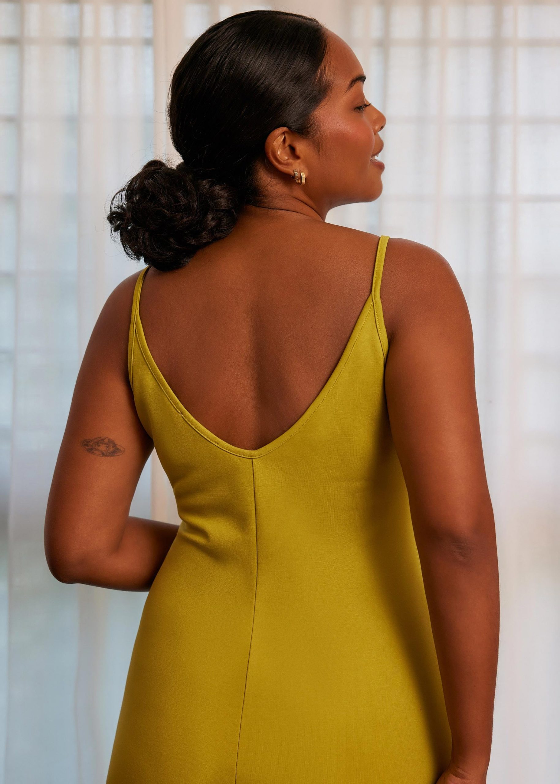 Fitted V-neck Jersey Midaxi Dress - Image 3