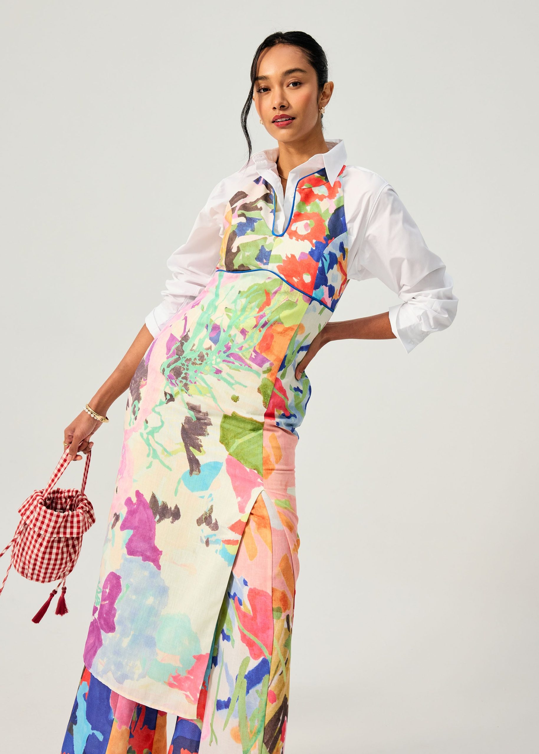 Side Slit Column Midaxi Cheongsam in Vivid Blooms - Image 5