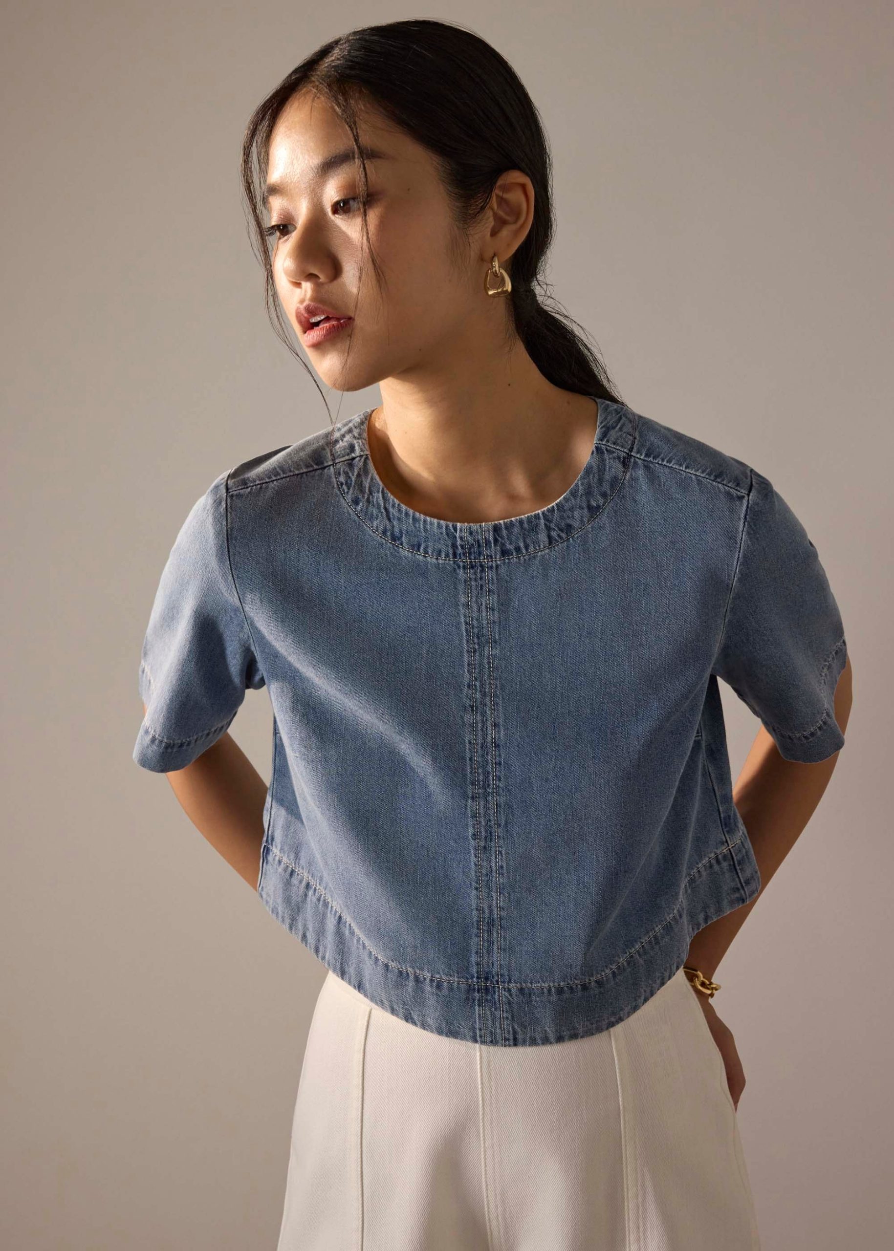 Denim Boxy Shell Top - Image 7