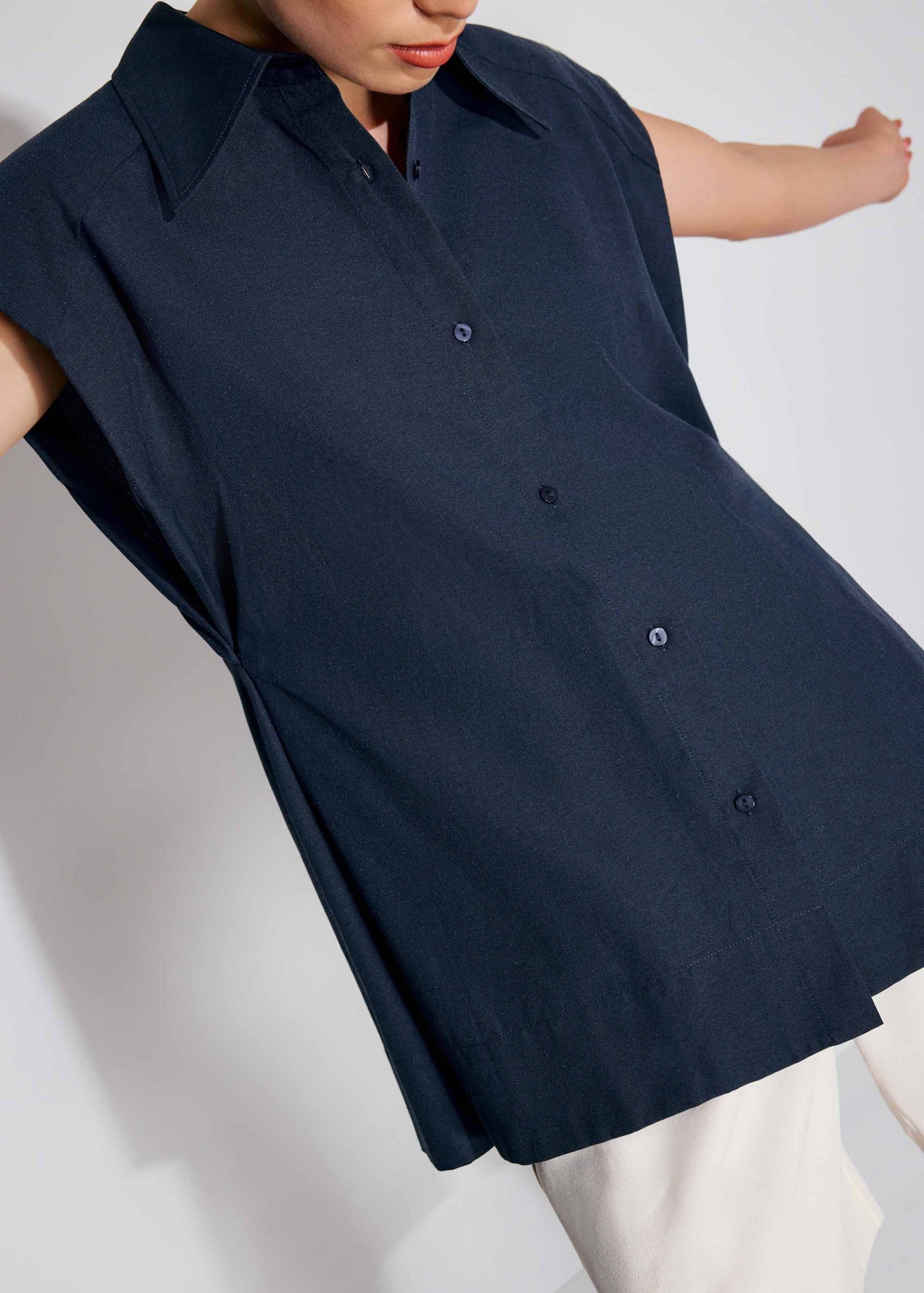 Relaxed Cotton Long Button Down Shirt - Image 8