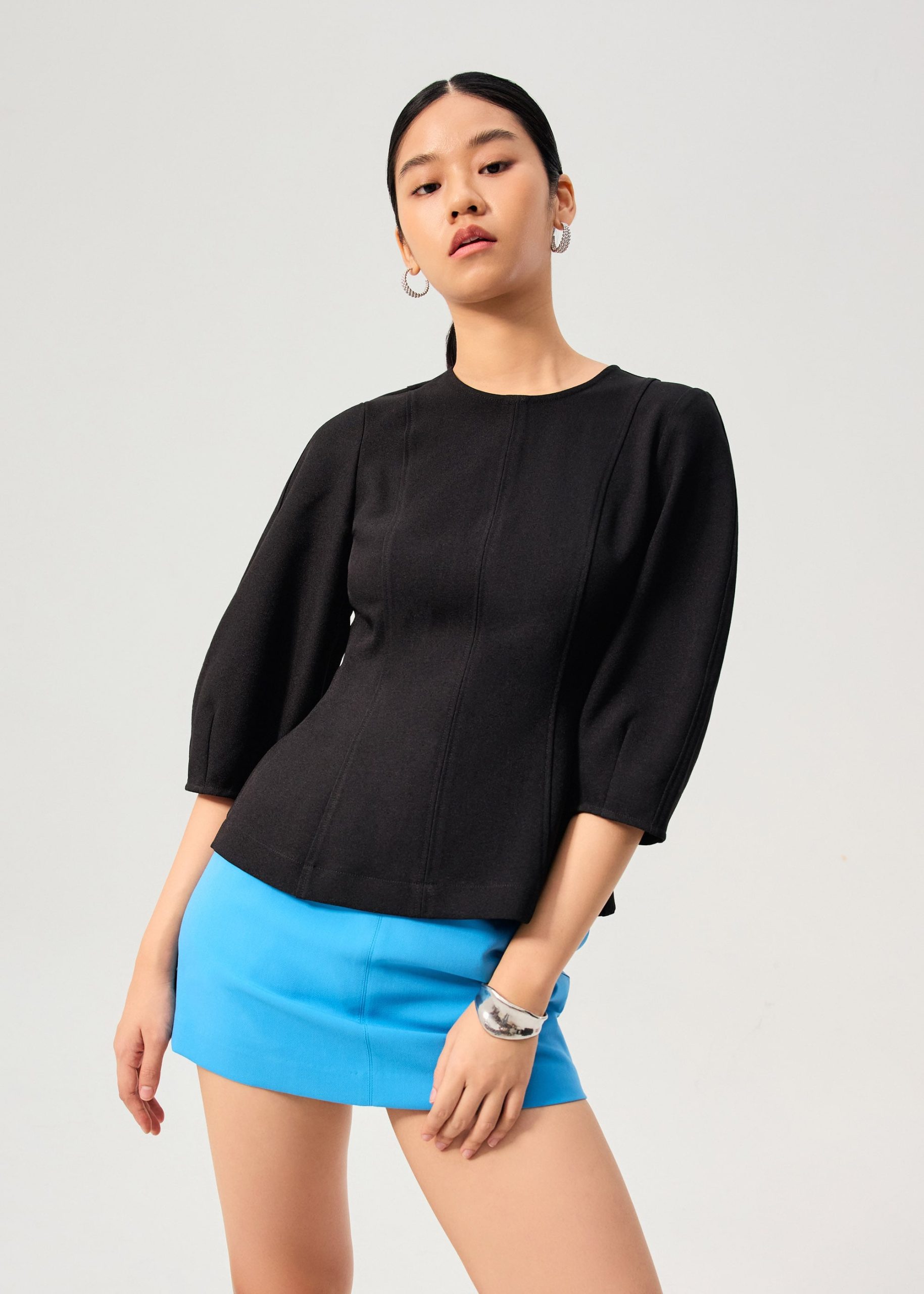 Eunice Panelled Round Neck Puff Sleeve Top - Image 19