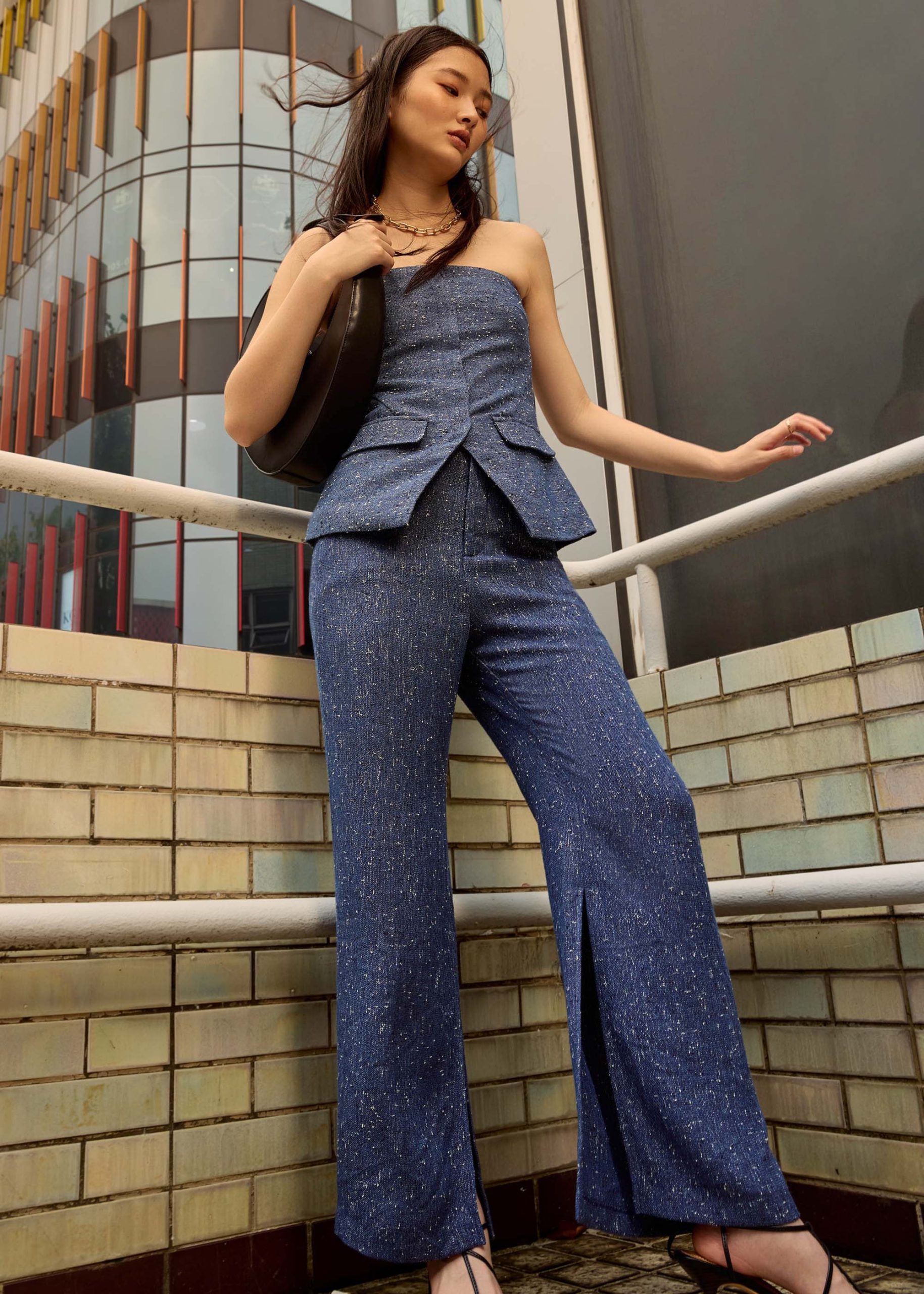 Leggy??Elastic Tweed High Waist Kick Flare Pants - Image 7