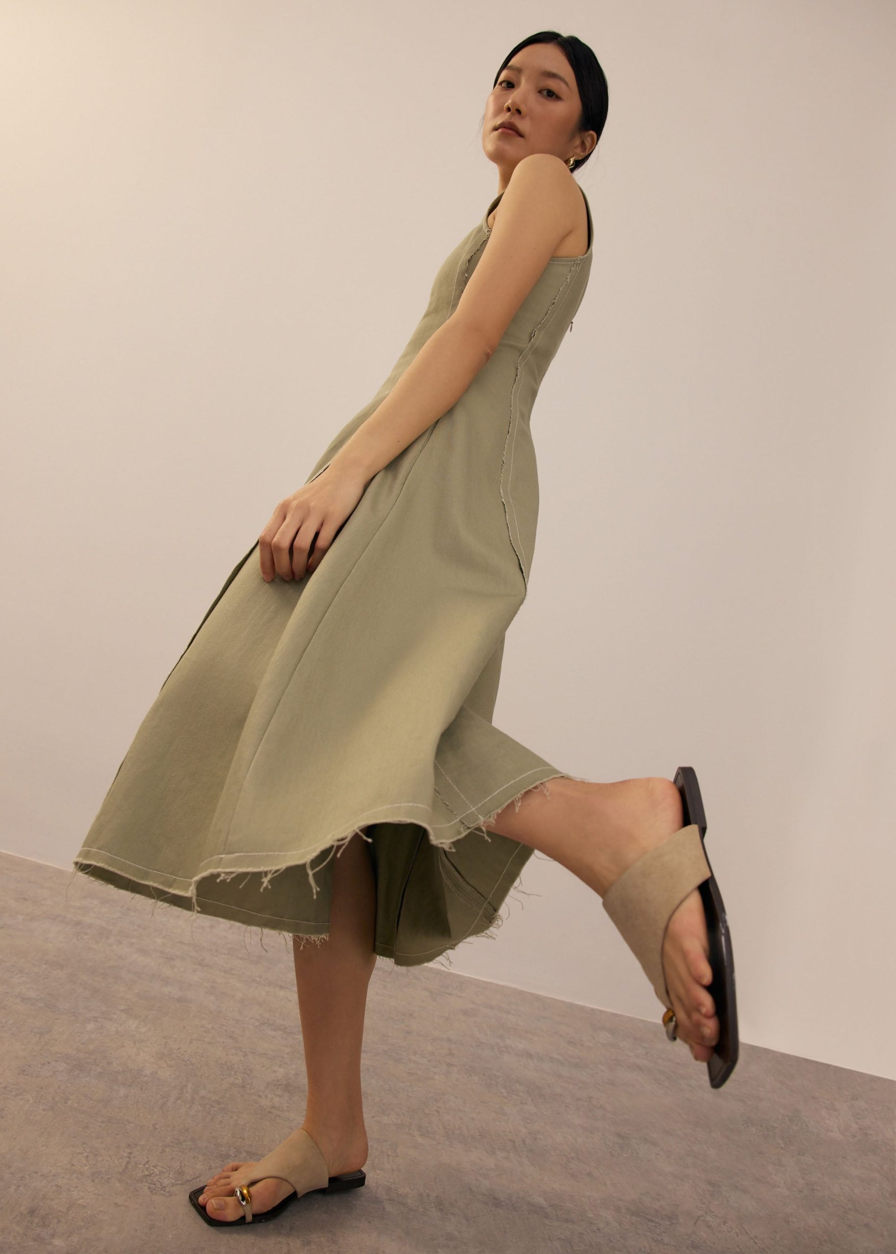 Denim Scoop Neck Midi Dress - Image 19