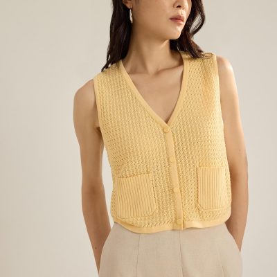 Samia Waffle Knit Crop Vest Top
