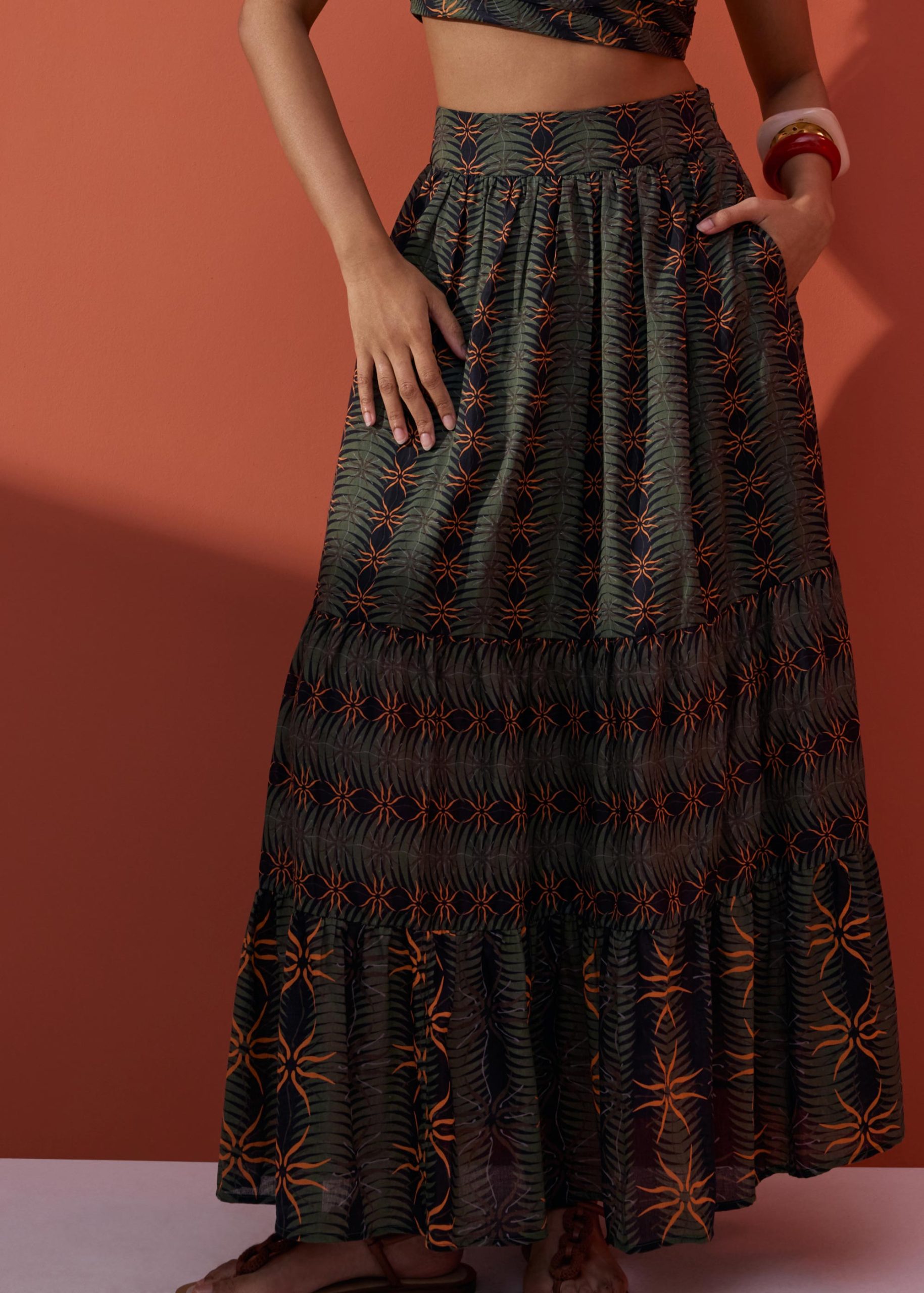 Cotton Flare Maxi Skirt in Desert Haze - Image 18