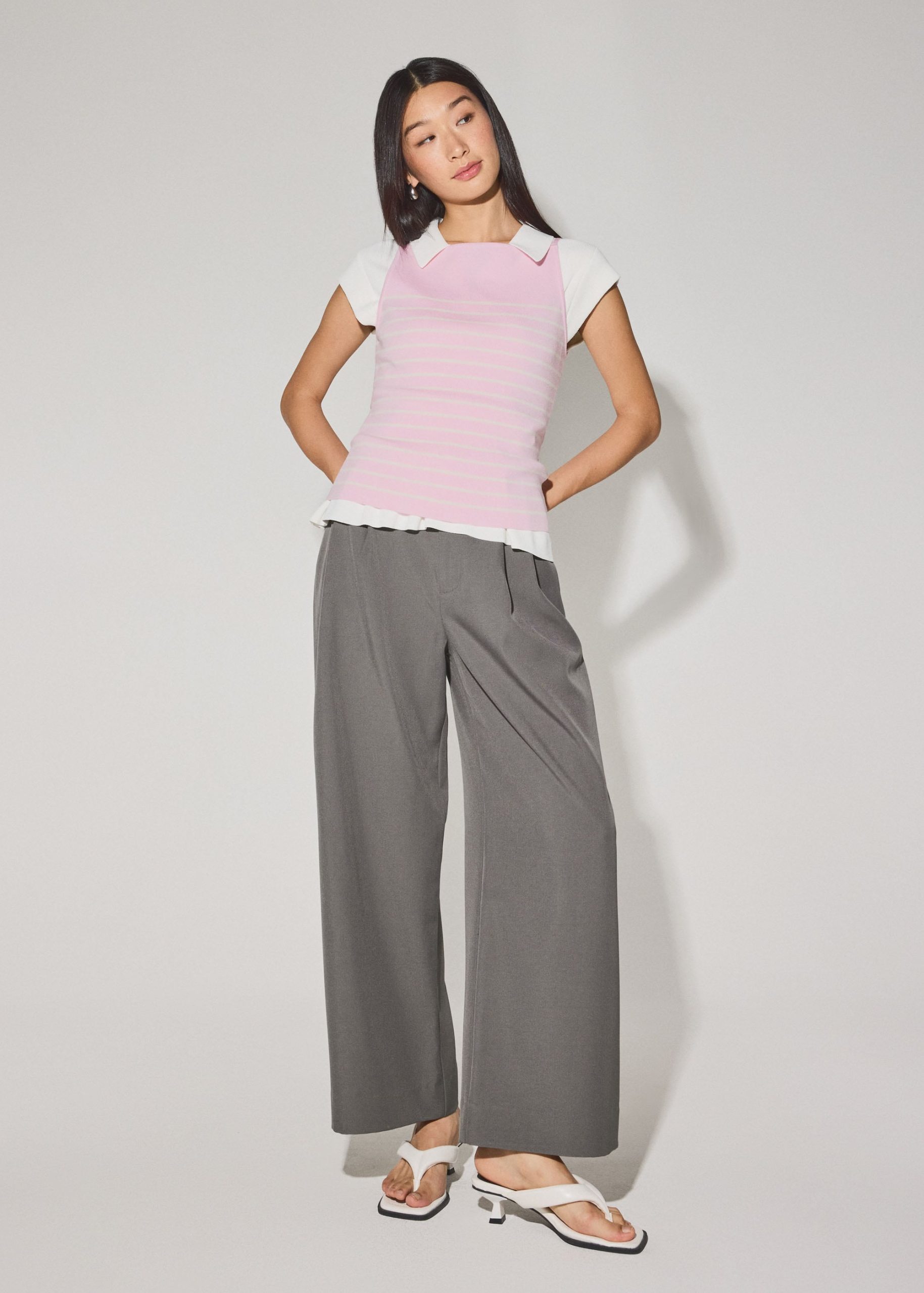 Adele Striped Lyocell Boat Neck Fitted Top - Image 17
