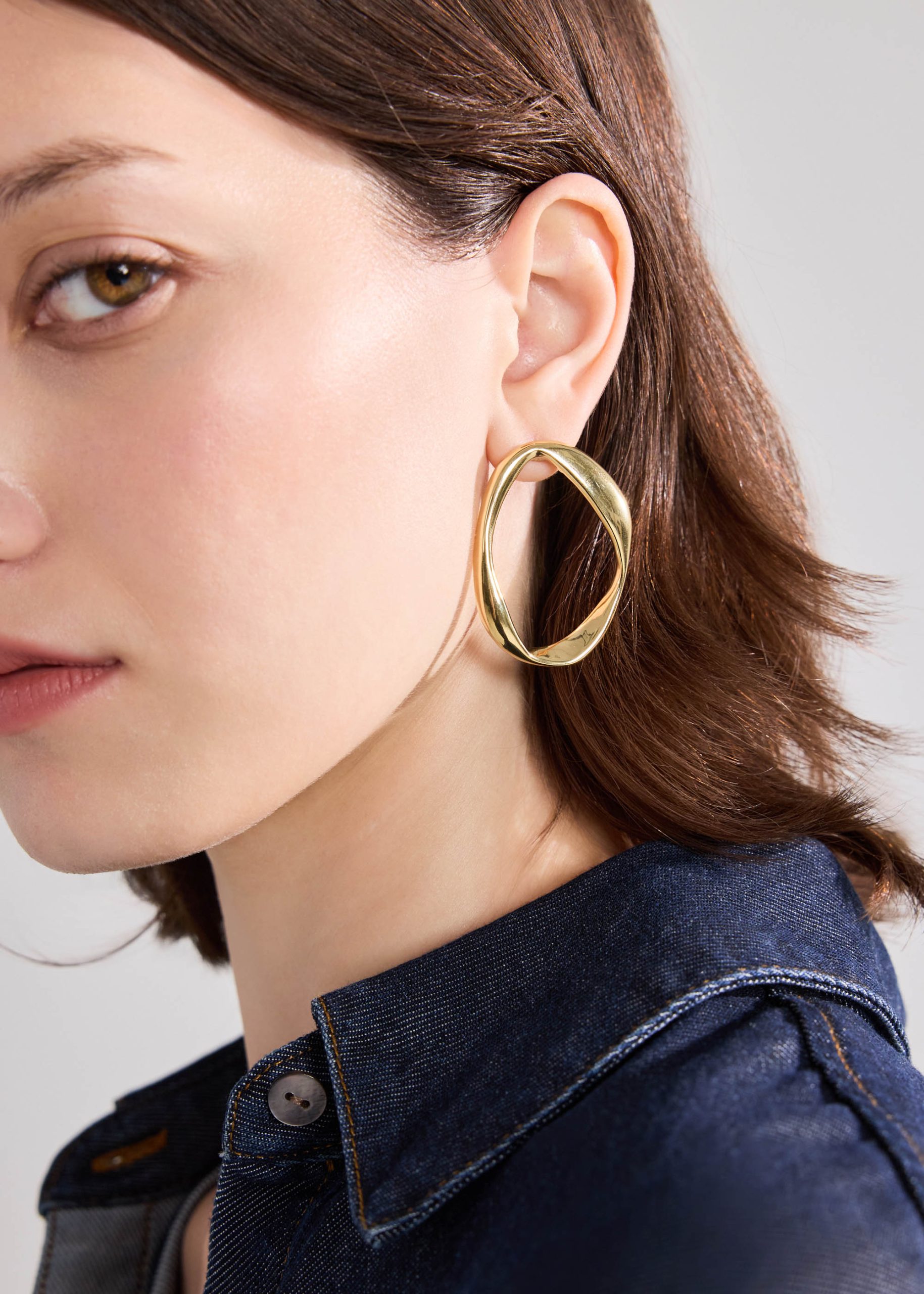 14K Gold Plated Oval Earrings - Image 2