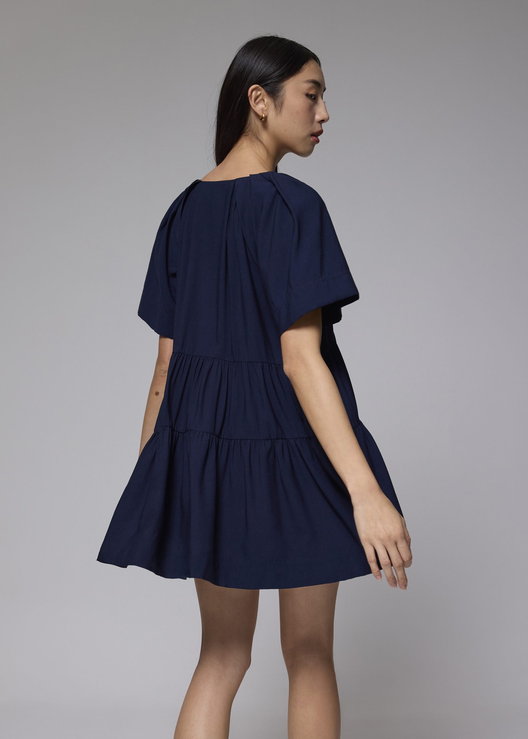 Rayon V-neck Trapeze Mini Dress - Image 6