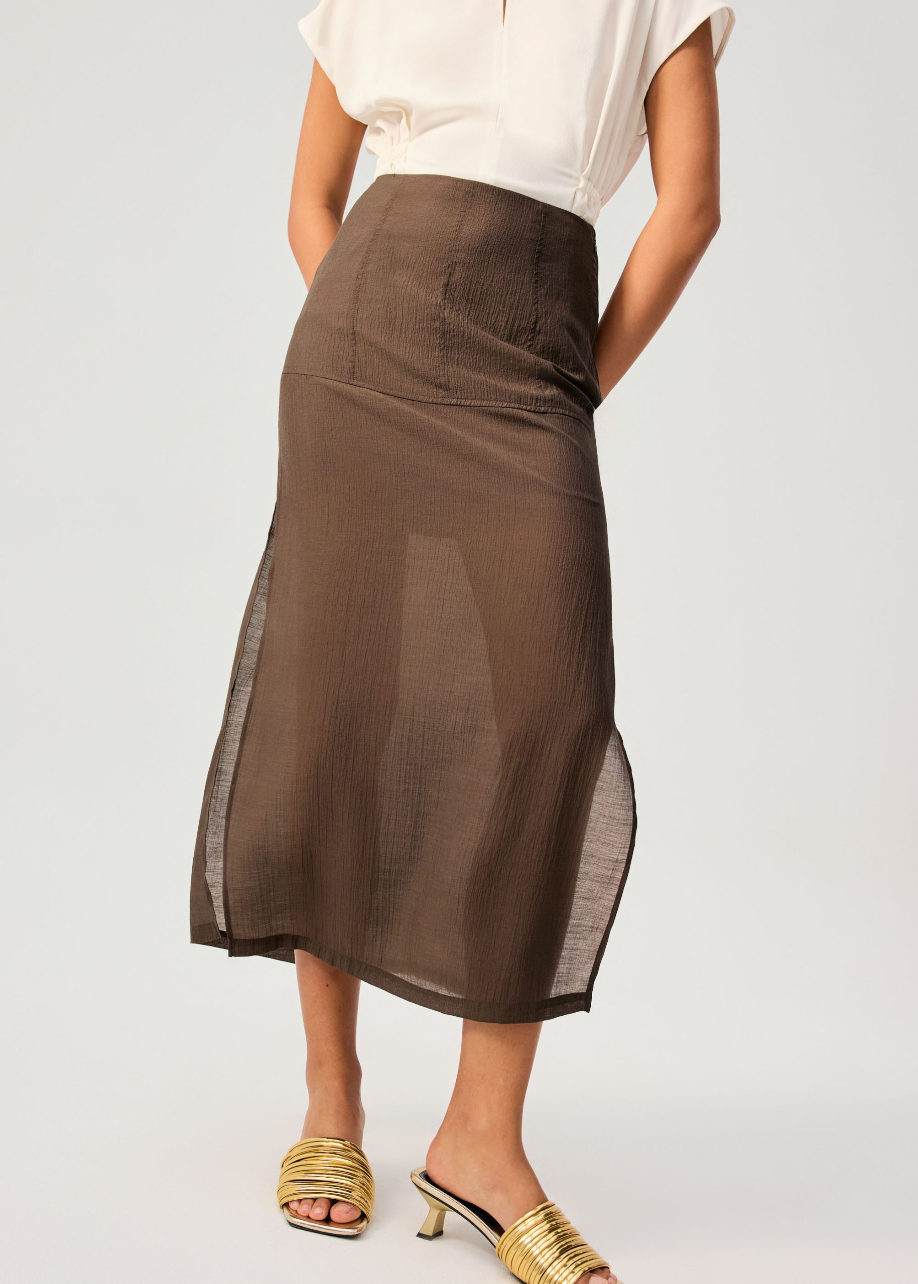 Sheer Lyocell Column Maxi Skirt - Image 12