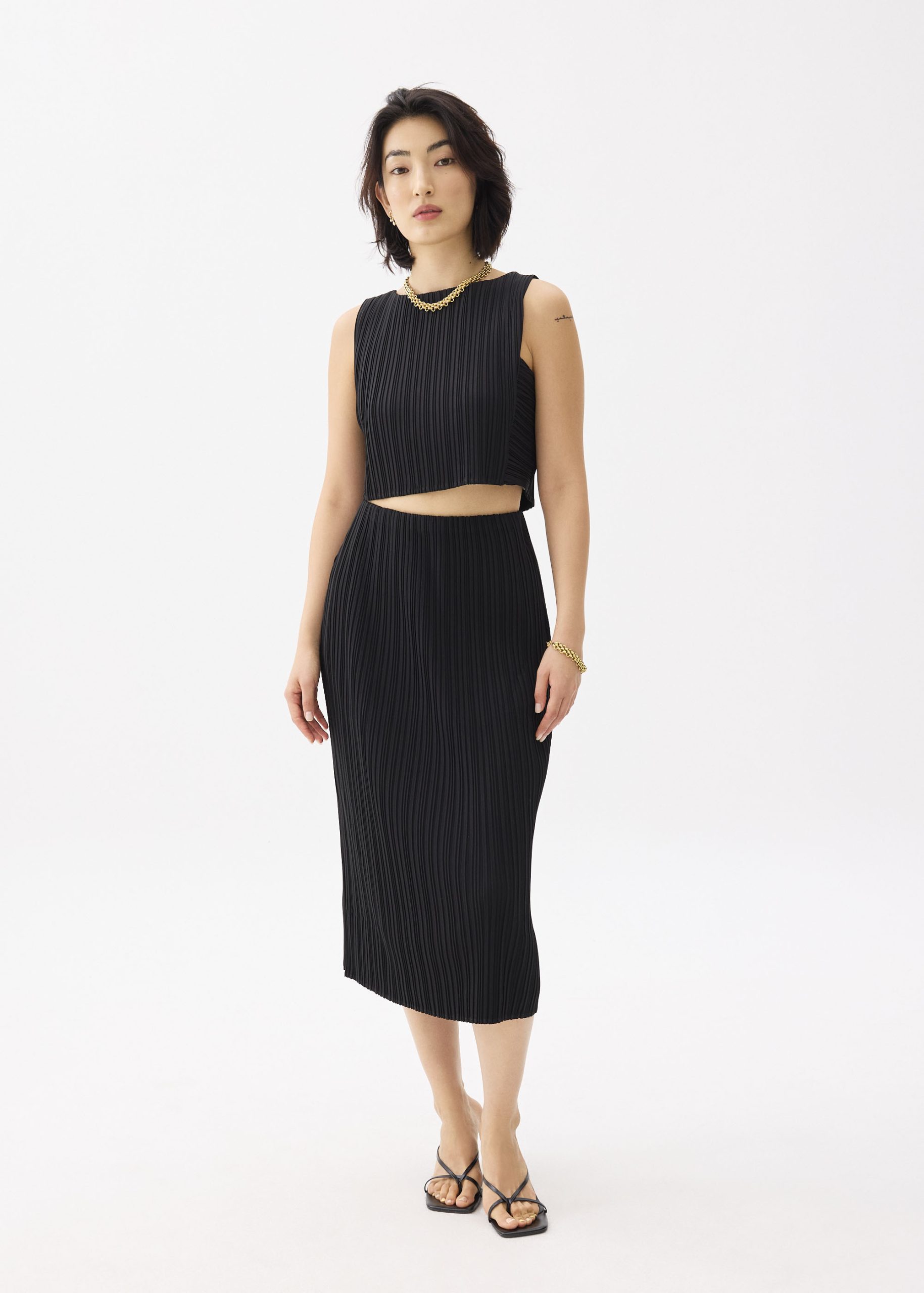 Dez Pleated Boat Neck Crop Top - Image 2