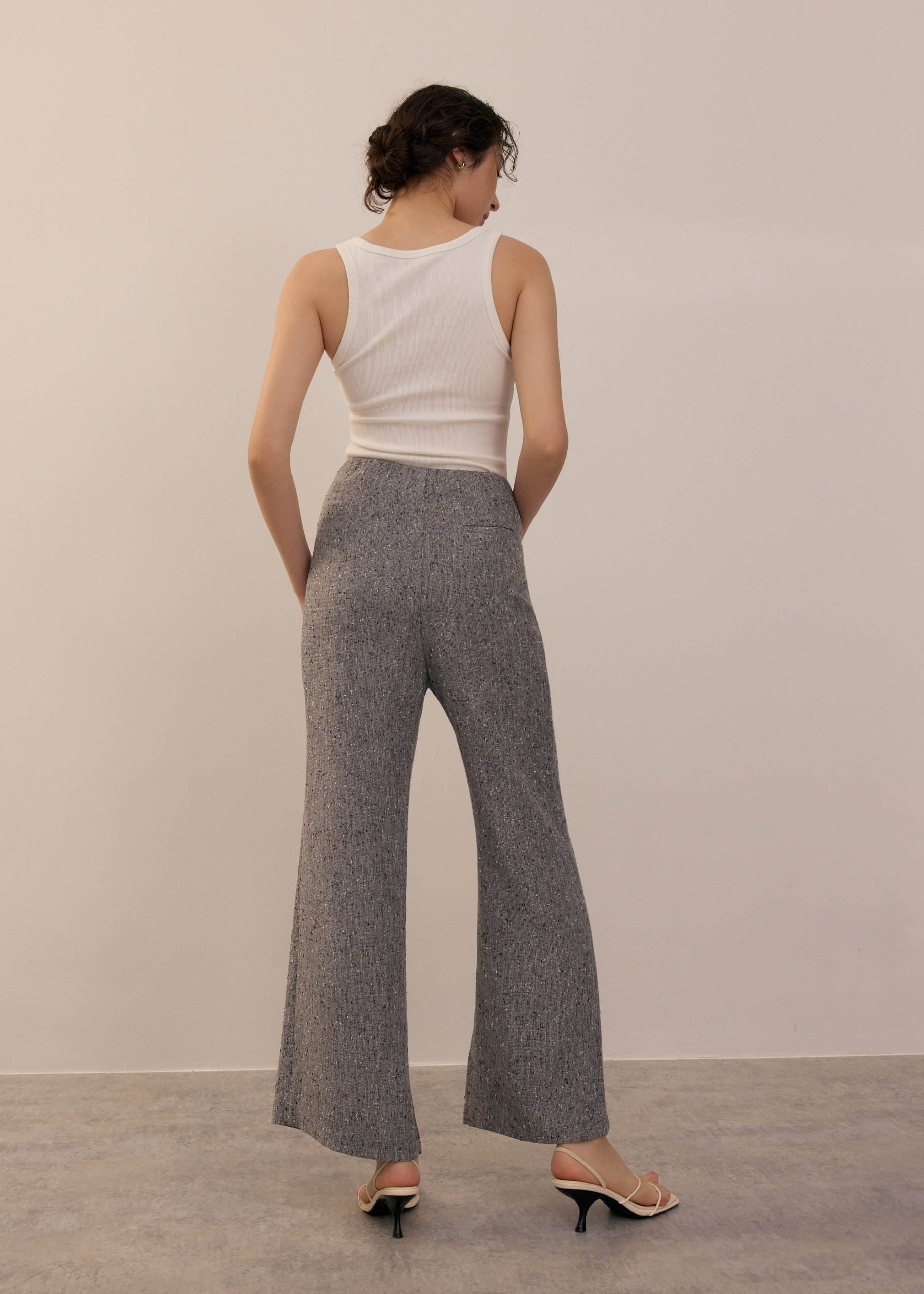 Leggy??Elastic Tweed High Waist Kick Flare Pants - Image 5