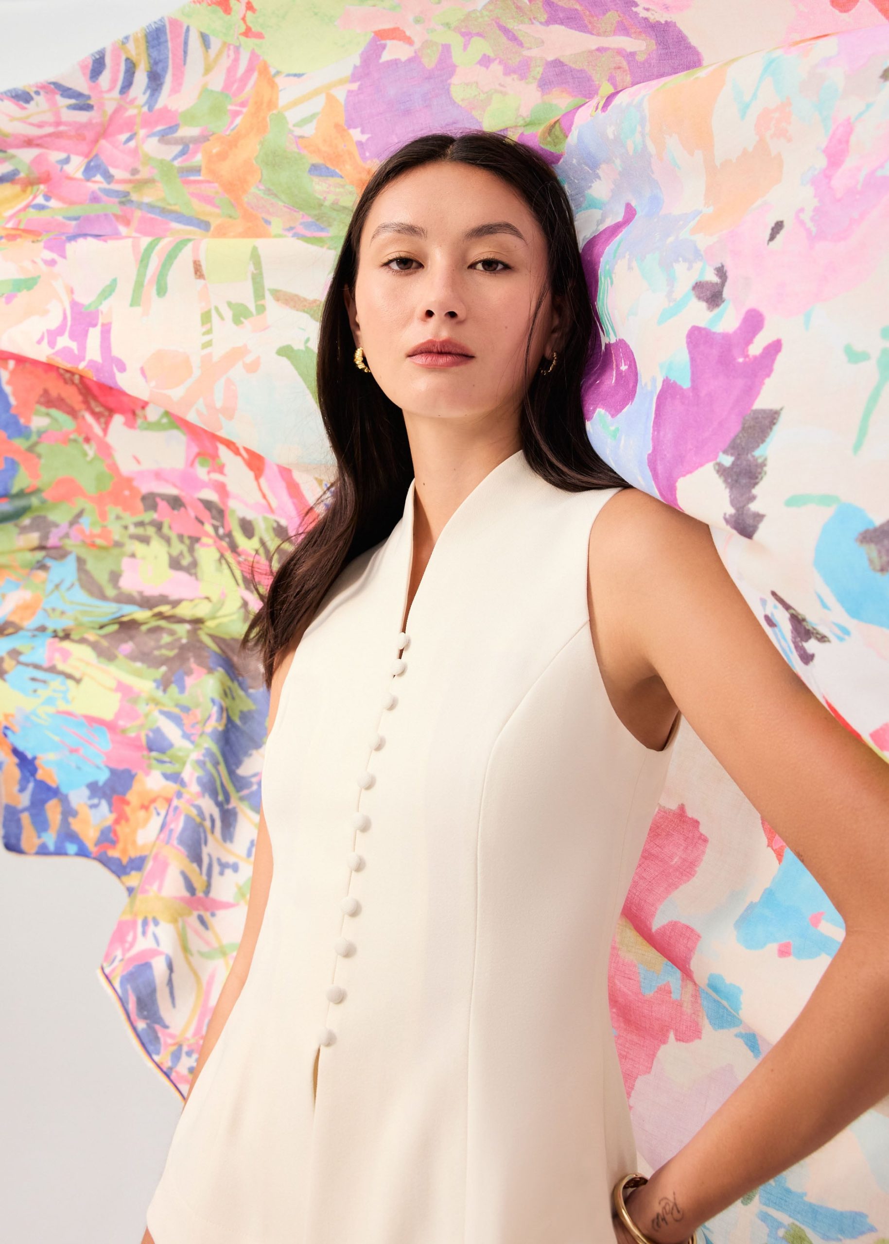 Zhen Mandarin Collar Peplum Vest Top - Image 13