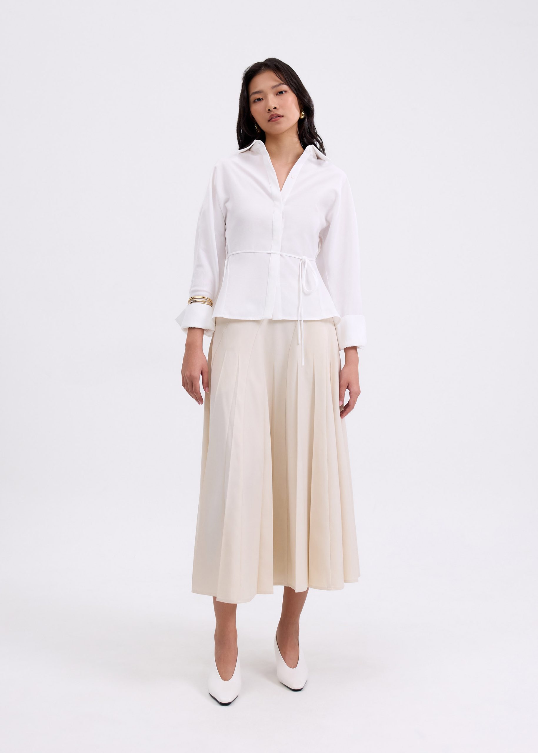 RuchedReady® Lily Cinch Waist Collared Shirt - Image 12