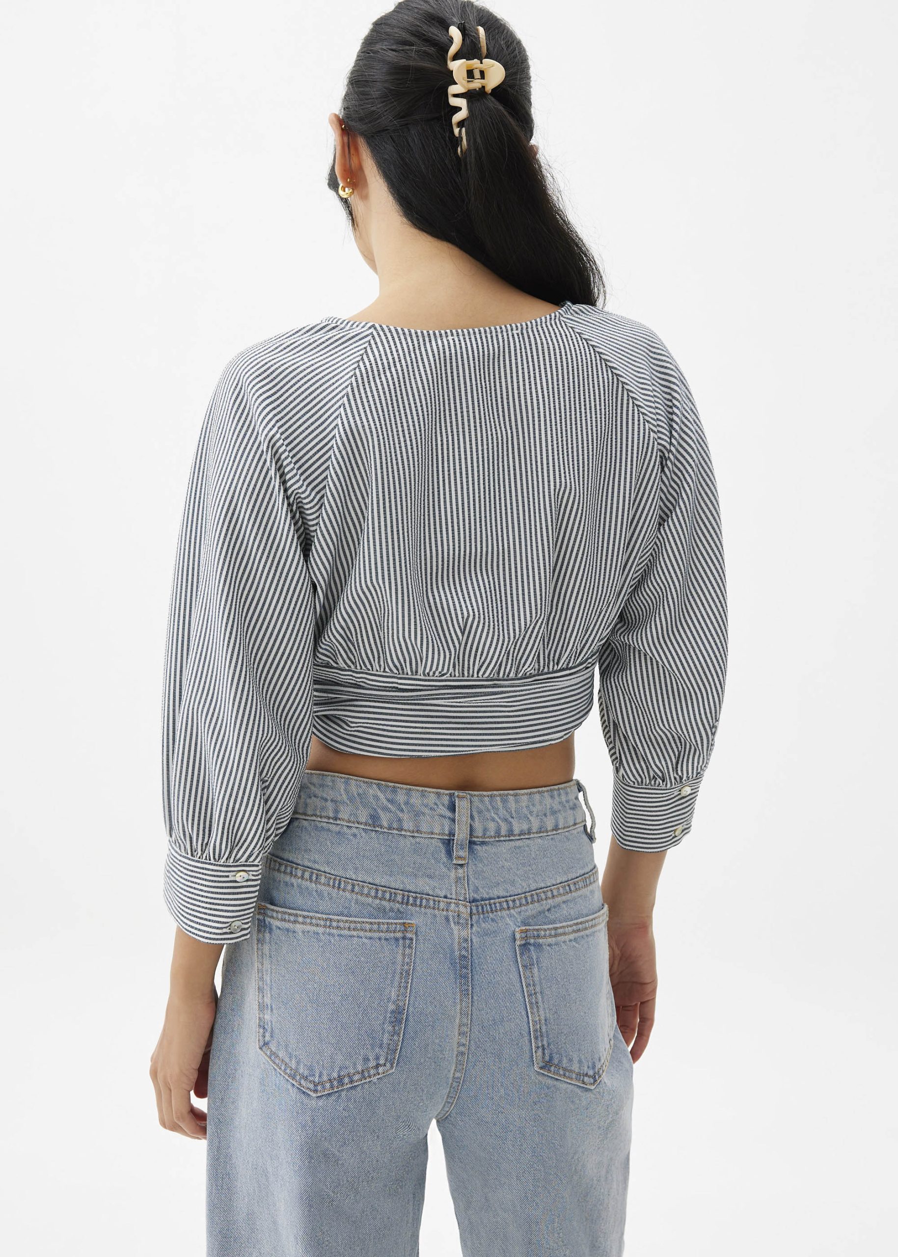 Striped Puff Sleeve Blouse - Image 4