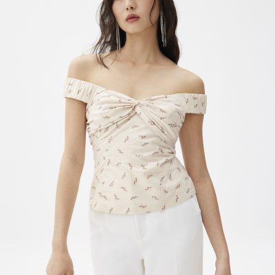 Elastic Cotton Off Shoulder Top