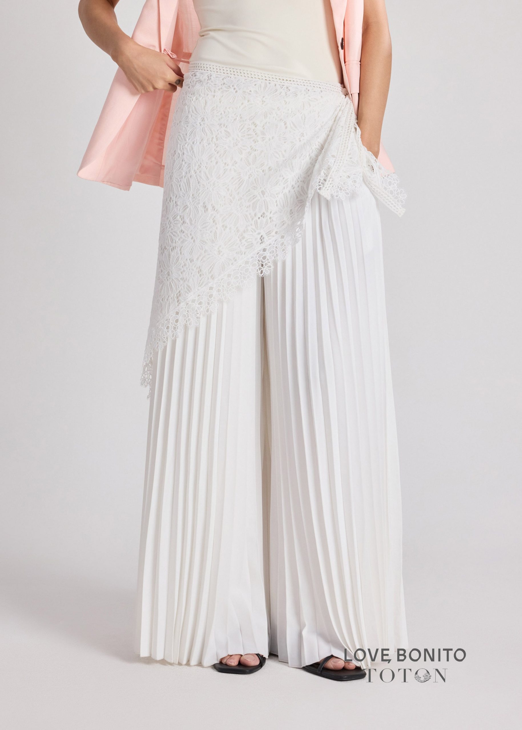 Love, Bonito x TOTON Leggy??Pleated Pants With Scarf - Image 11
