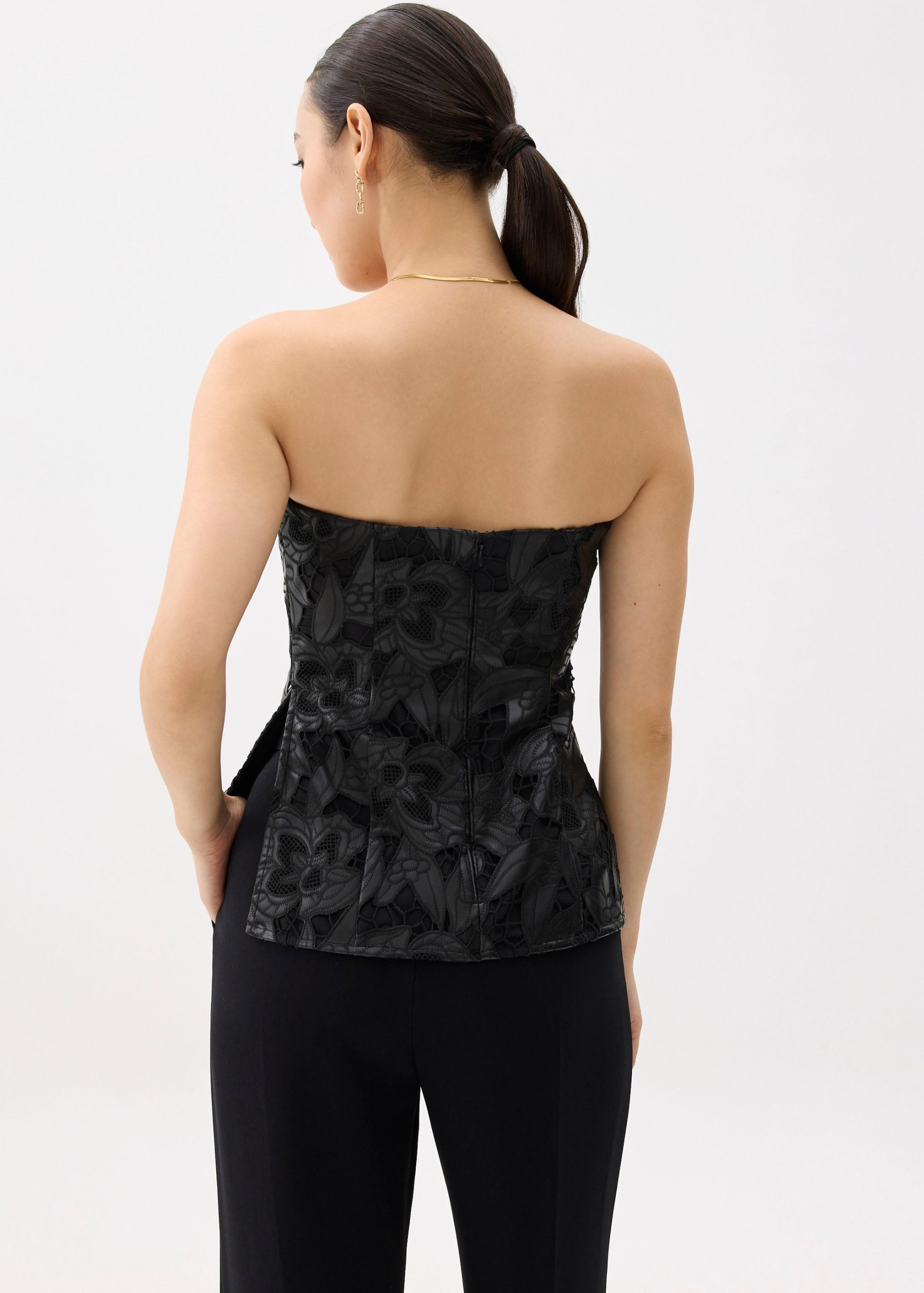 BraFree by LB Vegan Leather Lace Tube Top - Image 5
