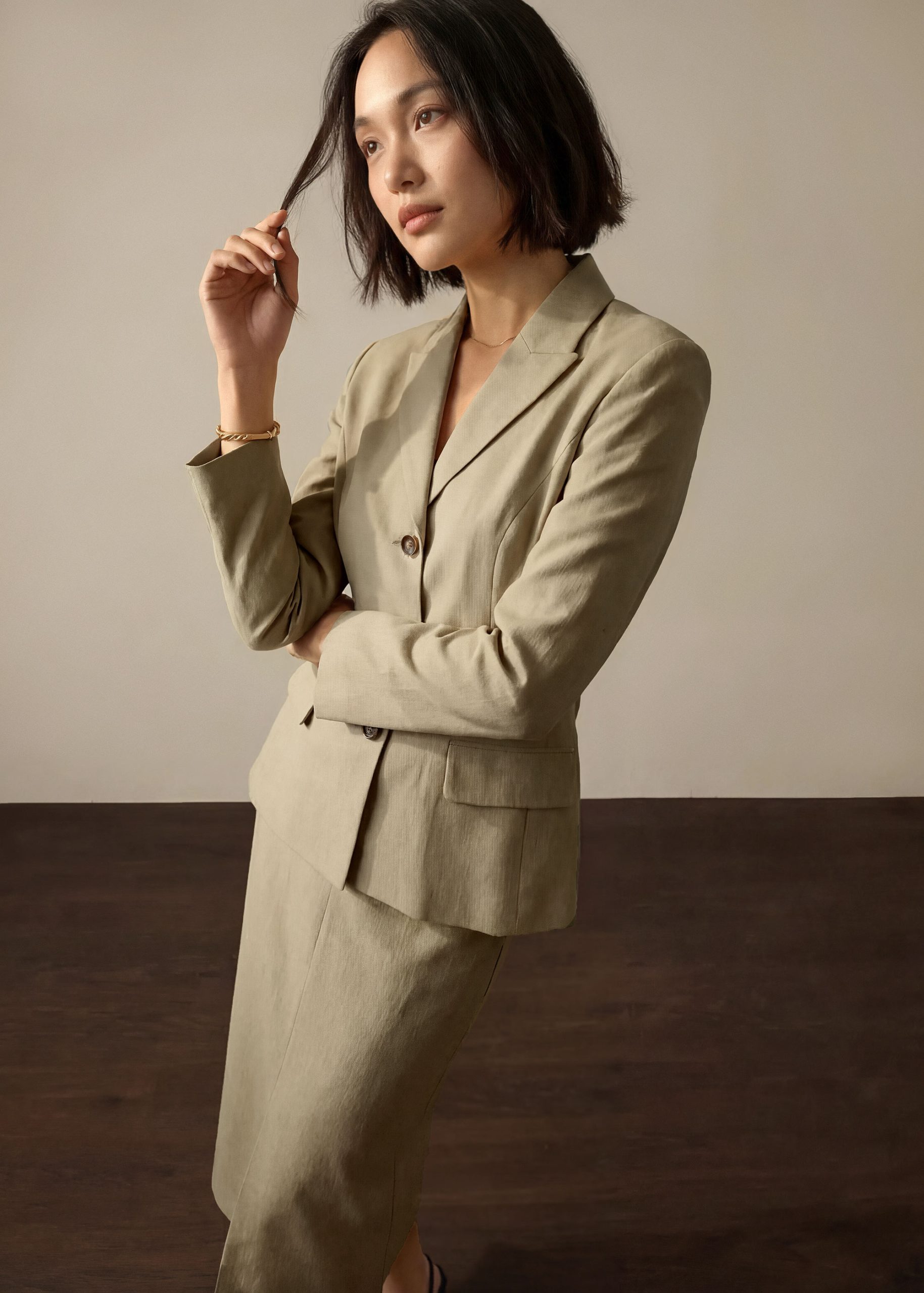 Ikumi Adjustable Waist Melange Column Midaxi Skirt - Image 12