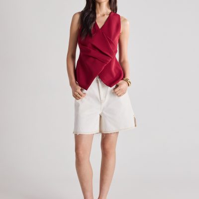 Crepe Draped Pleat Top