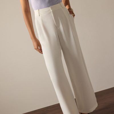 Leggy??Alma Elastic Crepe High Waist Straight Leg Pants