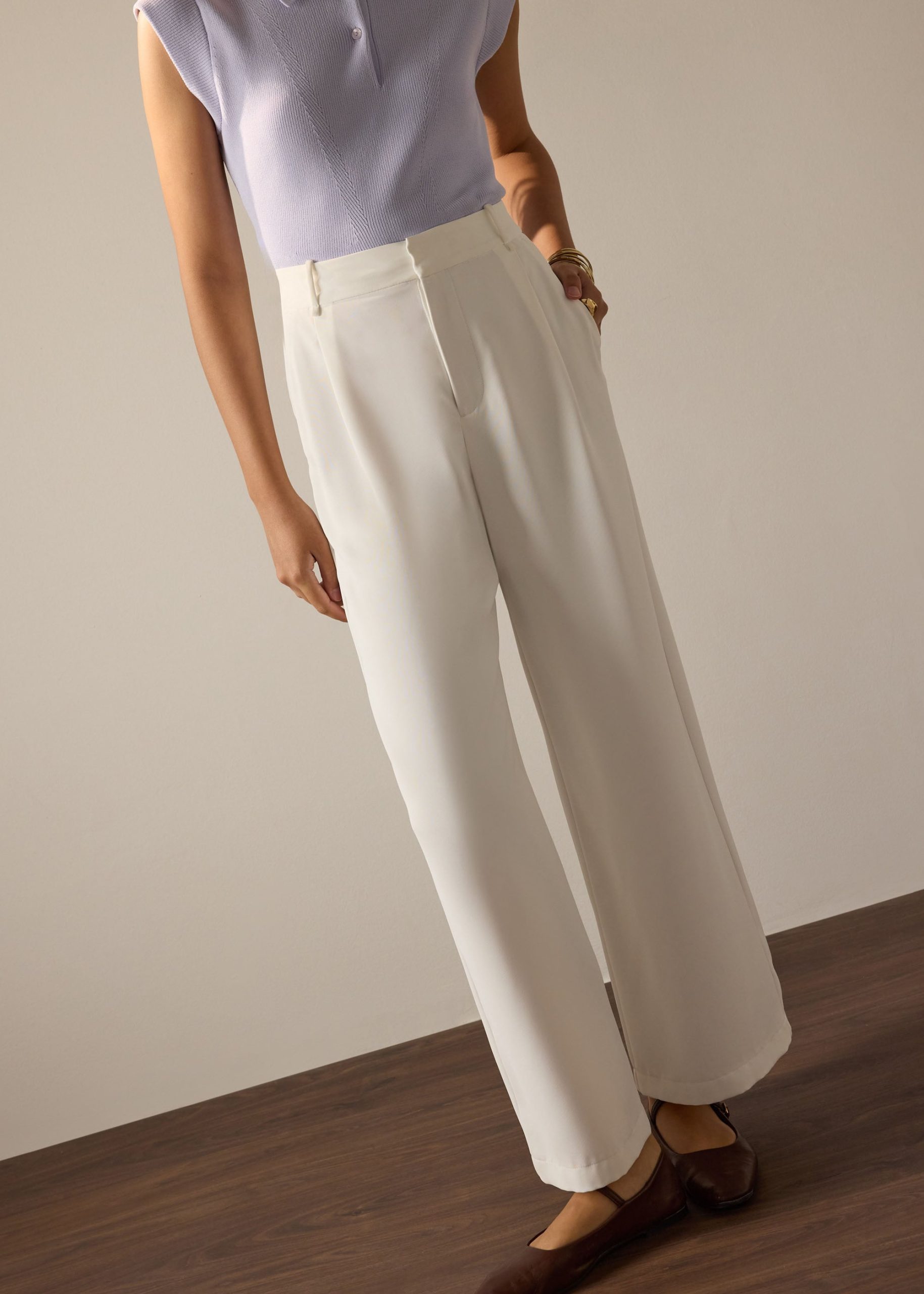 Leggy??Alma Elastic Crepe High Waist Straight Leg Pants