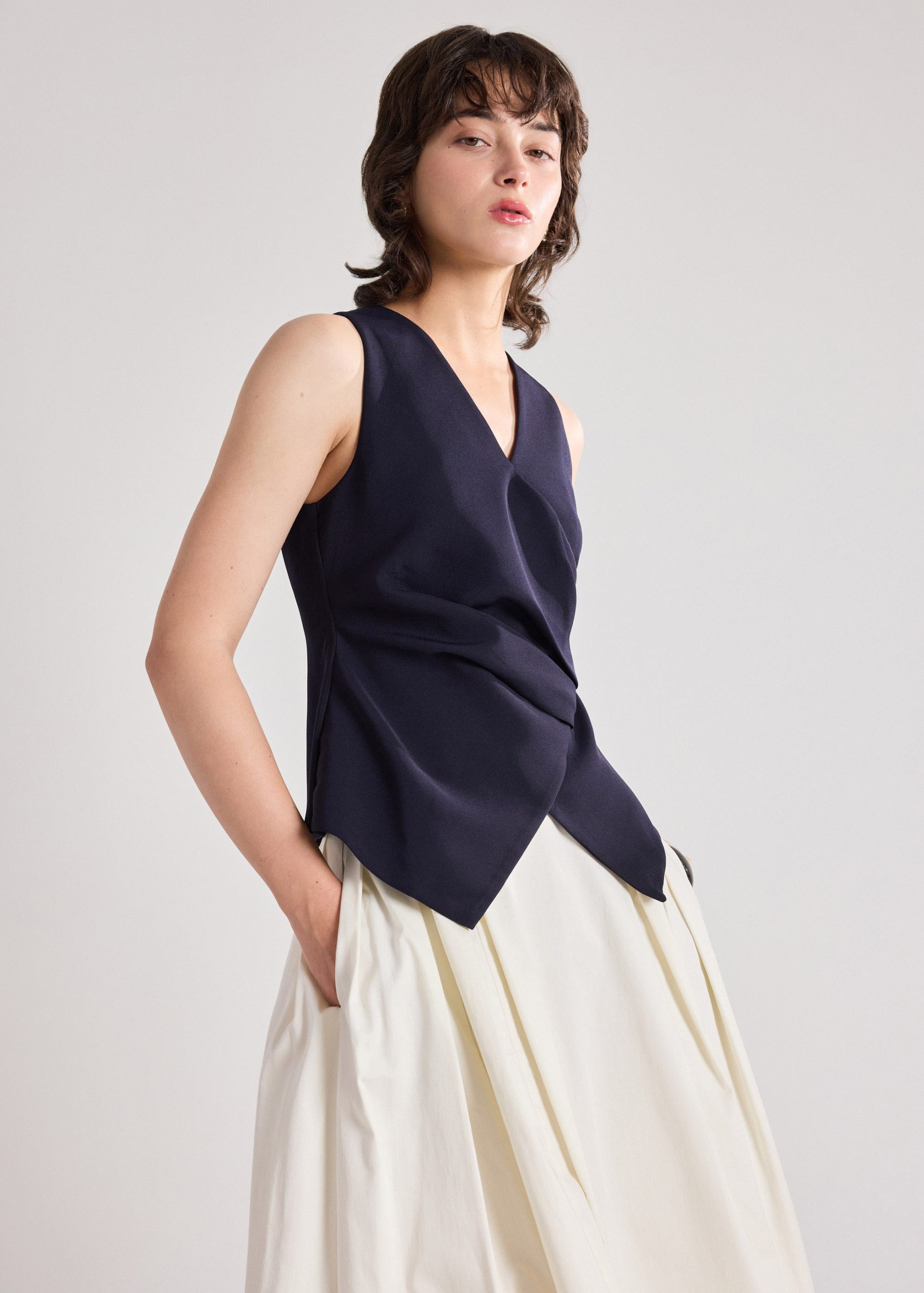Crepe Draped Pleat Top - Image 16