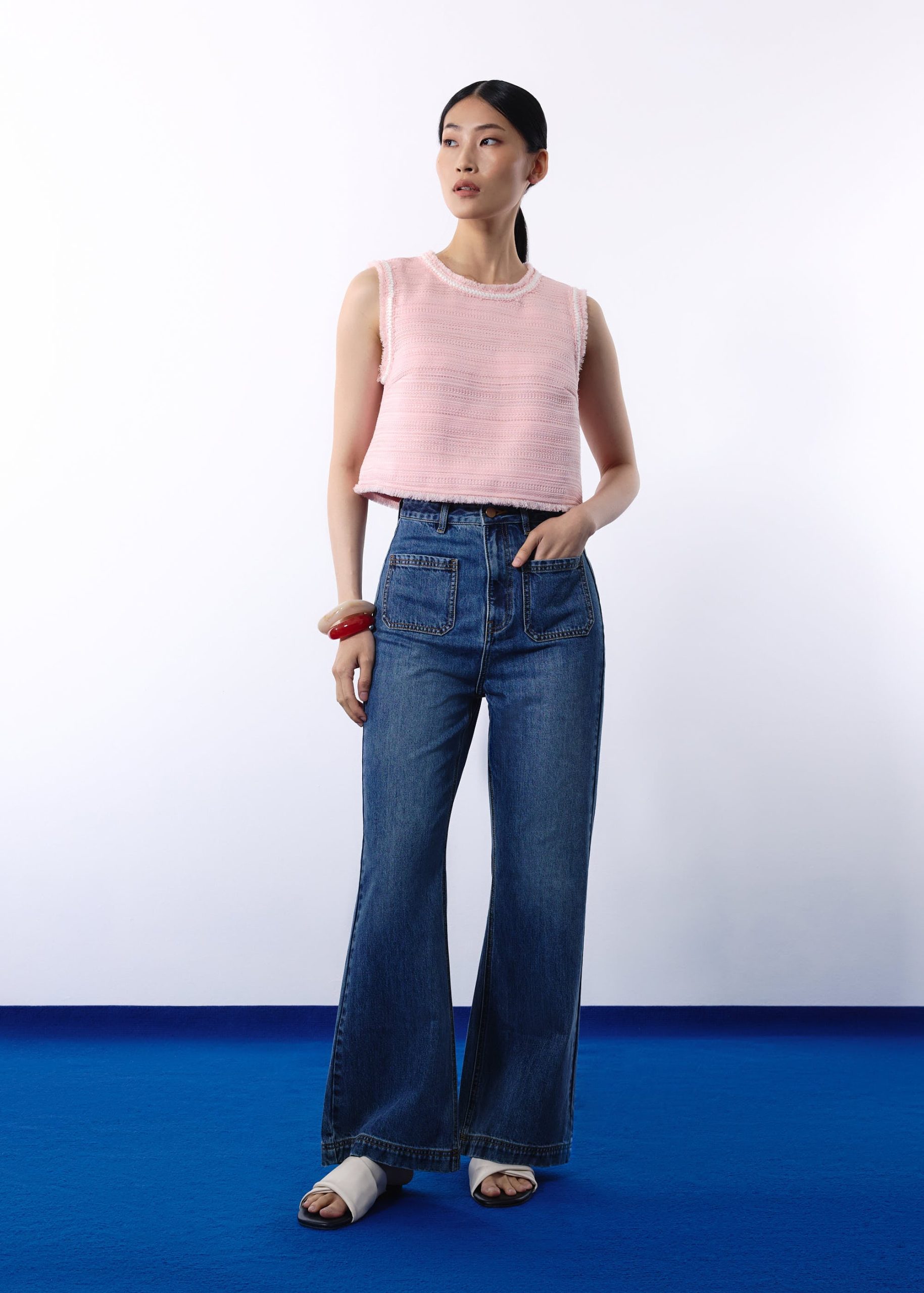 Maxine Jacquard Tweed Sleeveless Boxy Shell Top - Image 8