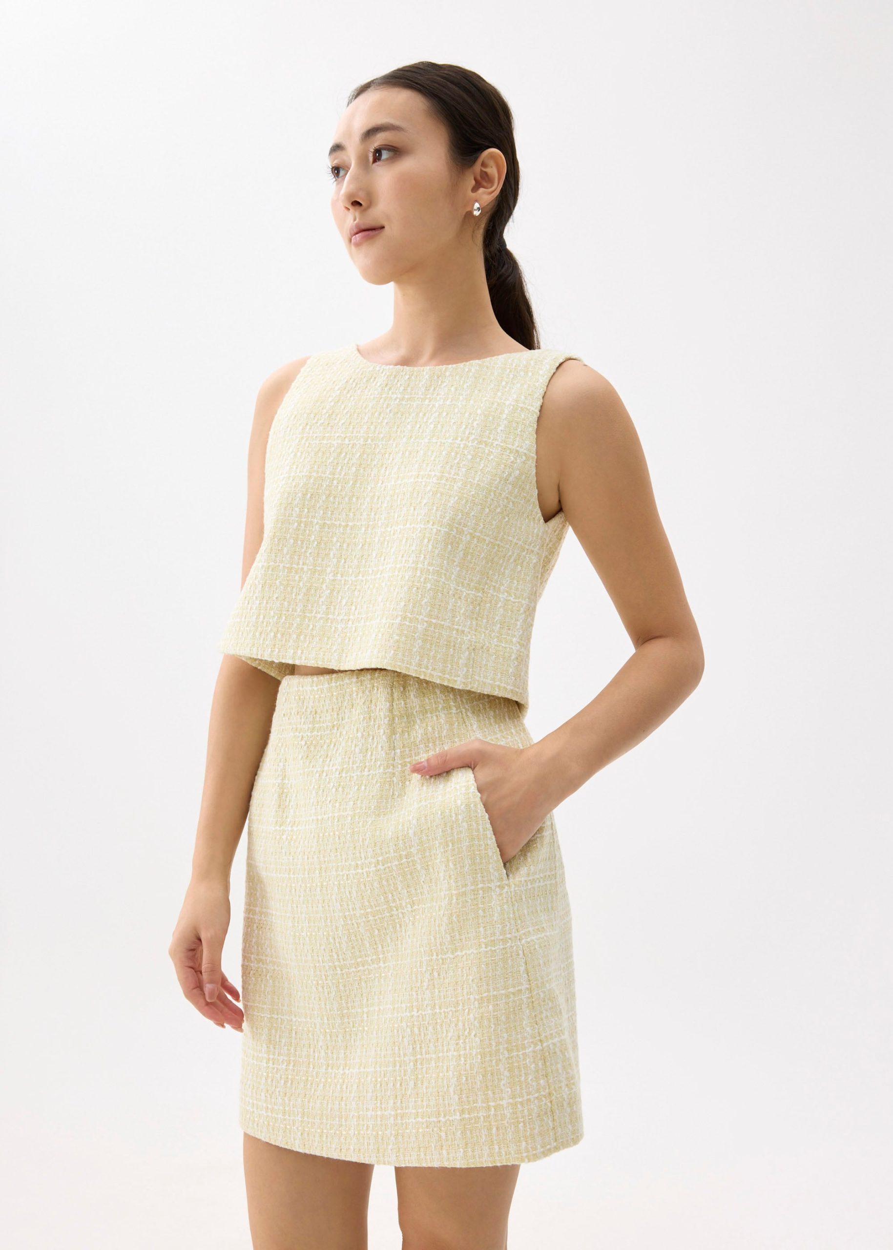 Kaori Elastic Tweed Mini Skirt - Image 13