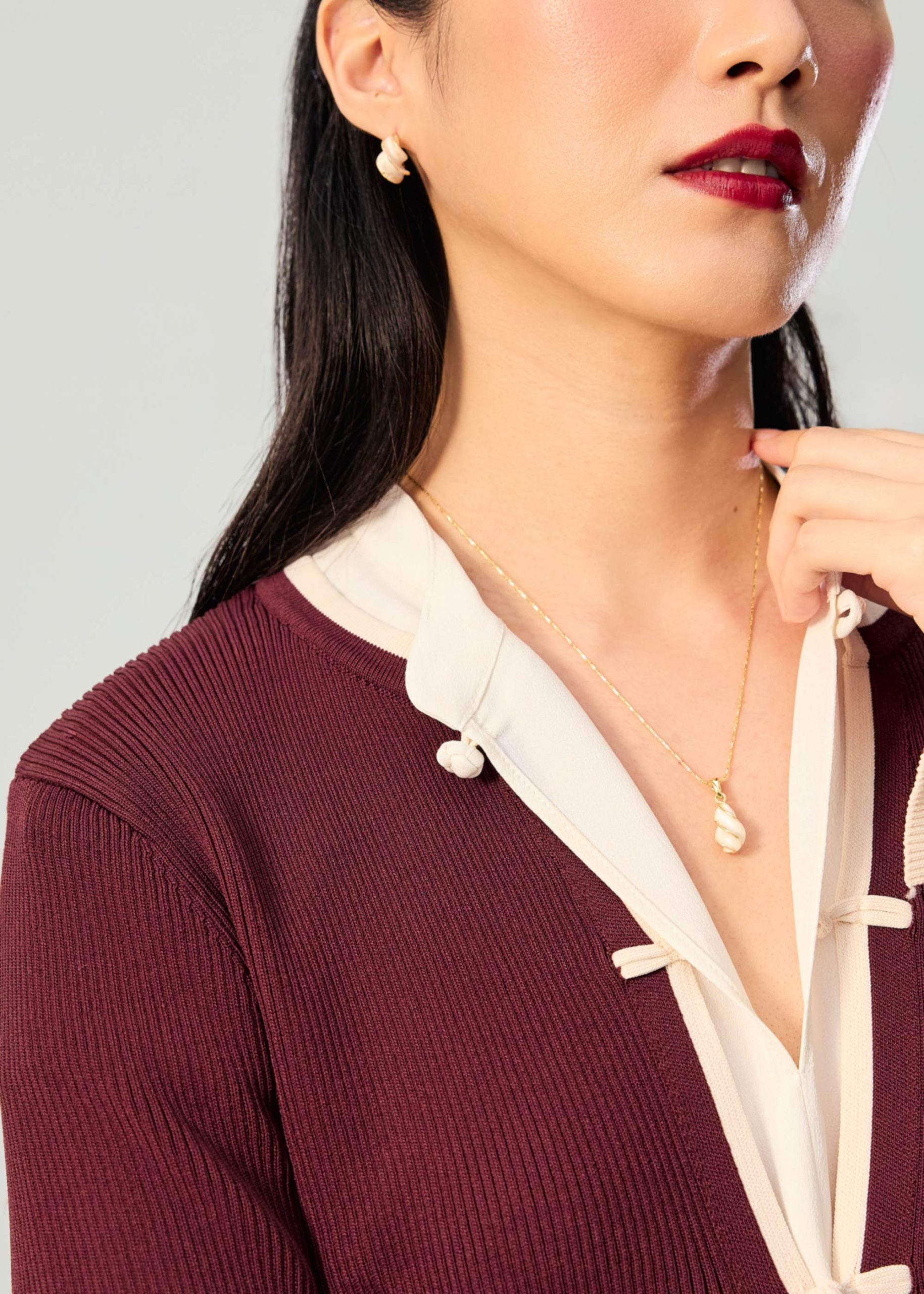 14K Gold Plated White Enamel Swirl Hoop Earrings - Image 3