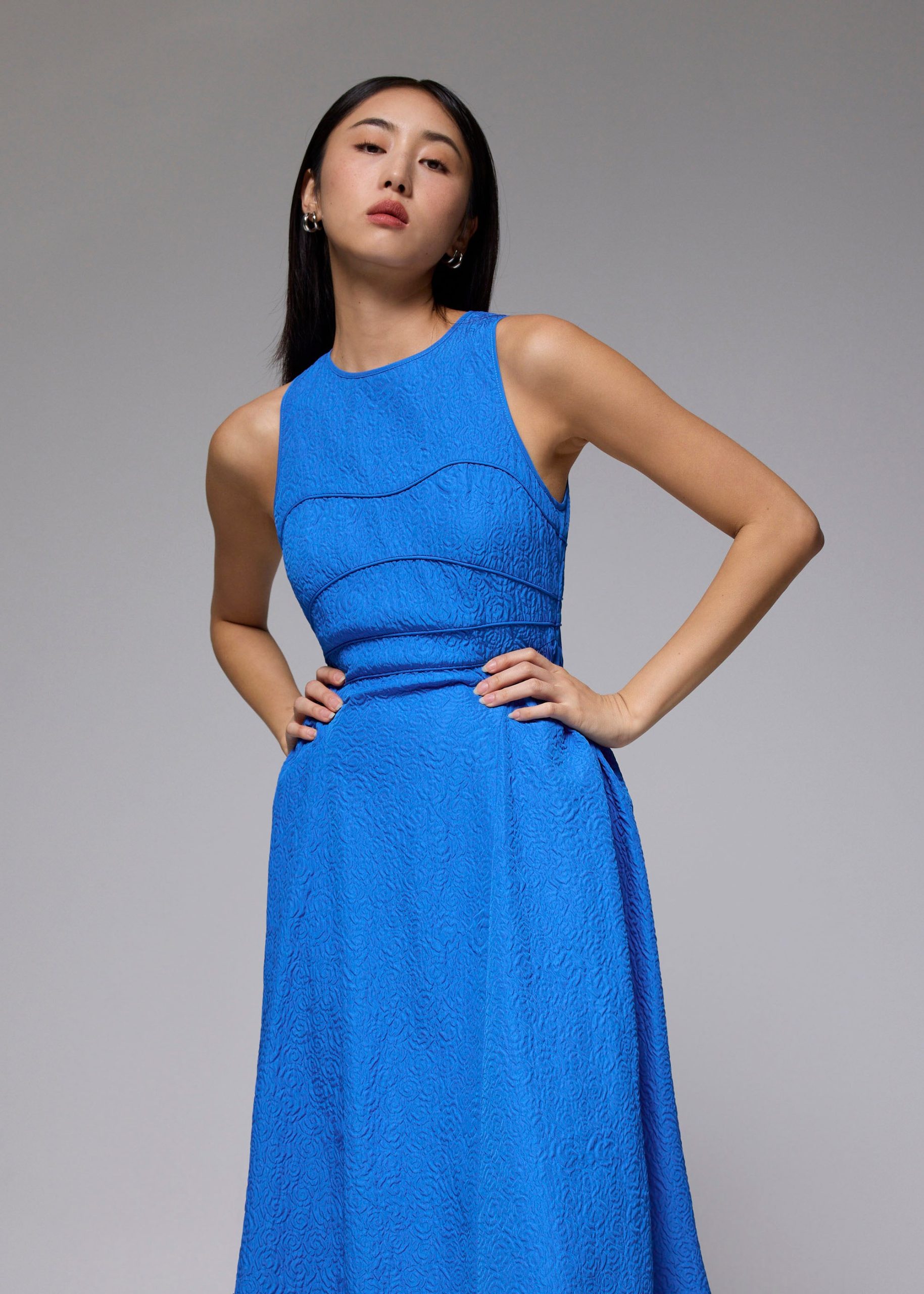 Jacquard Fit & Flare Midaxi Dress - Image 8