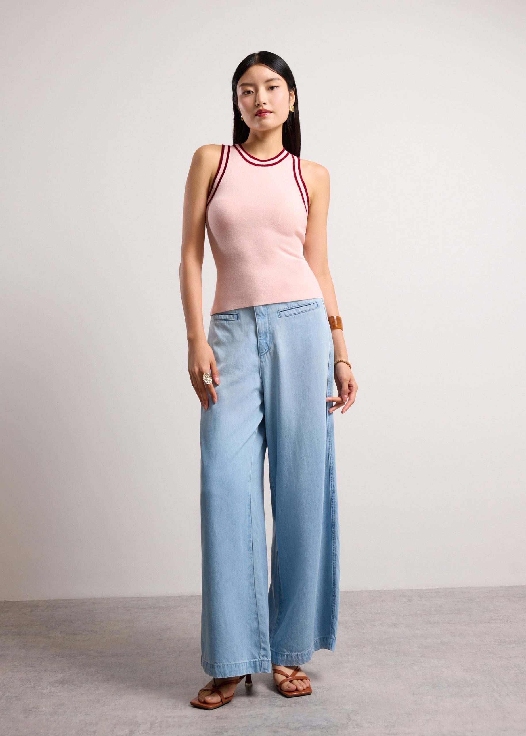 Sui Contrast Piping Knit Racerback Tank - Image 14