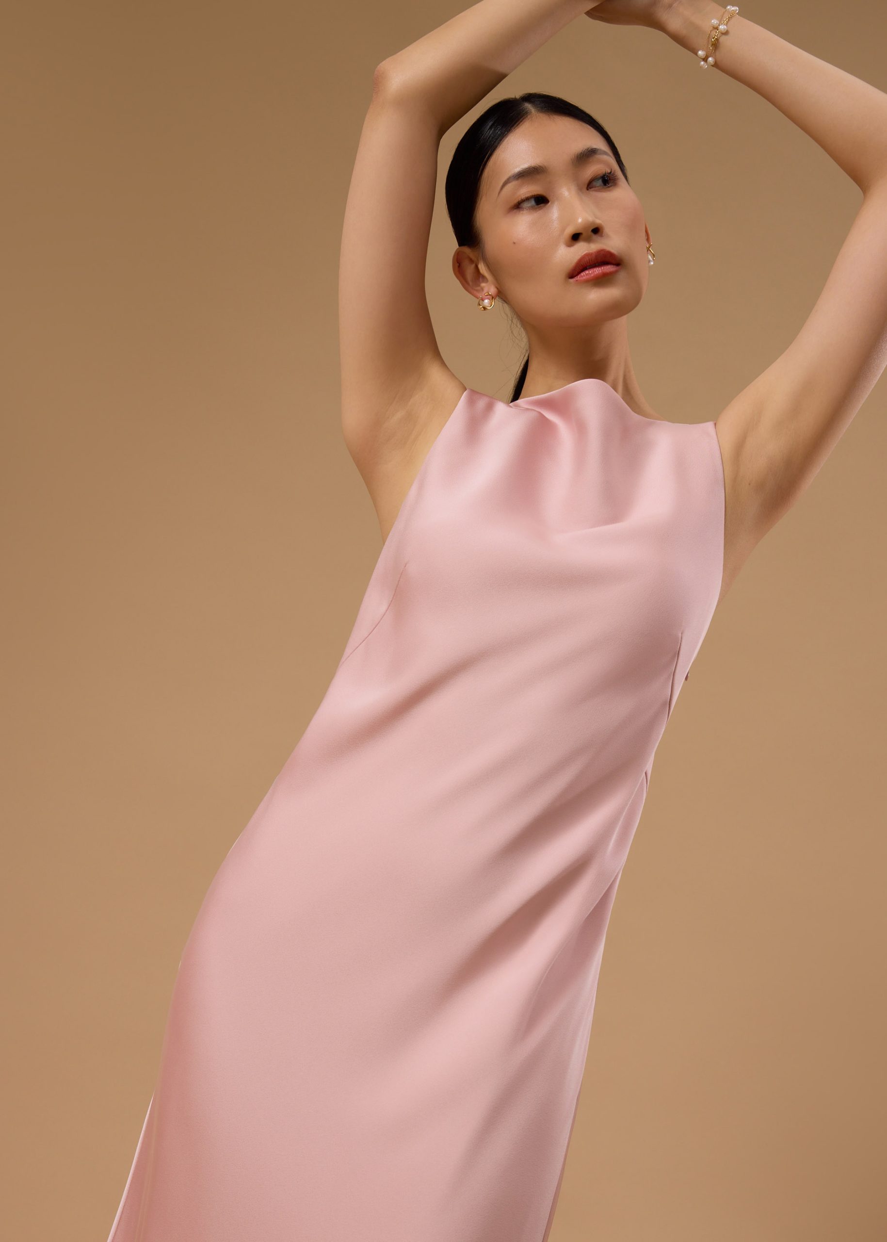 BraFree by LB Satin Cowl Neck Bias Cut Maxi Dress - Image 5