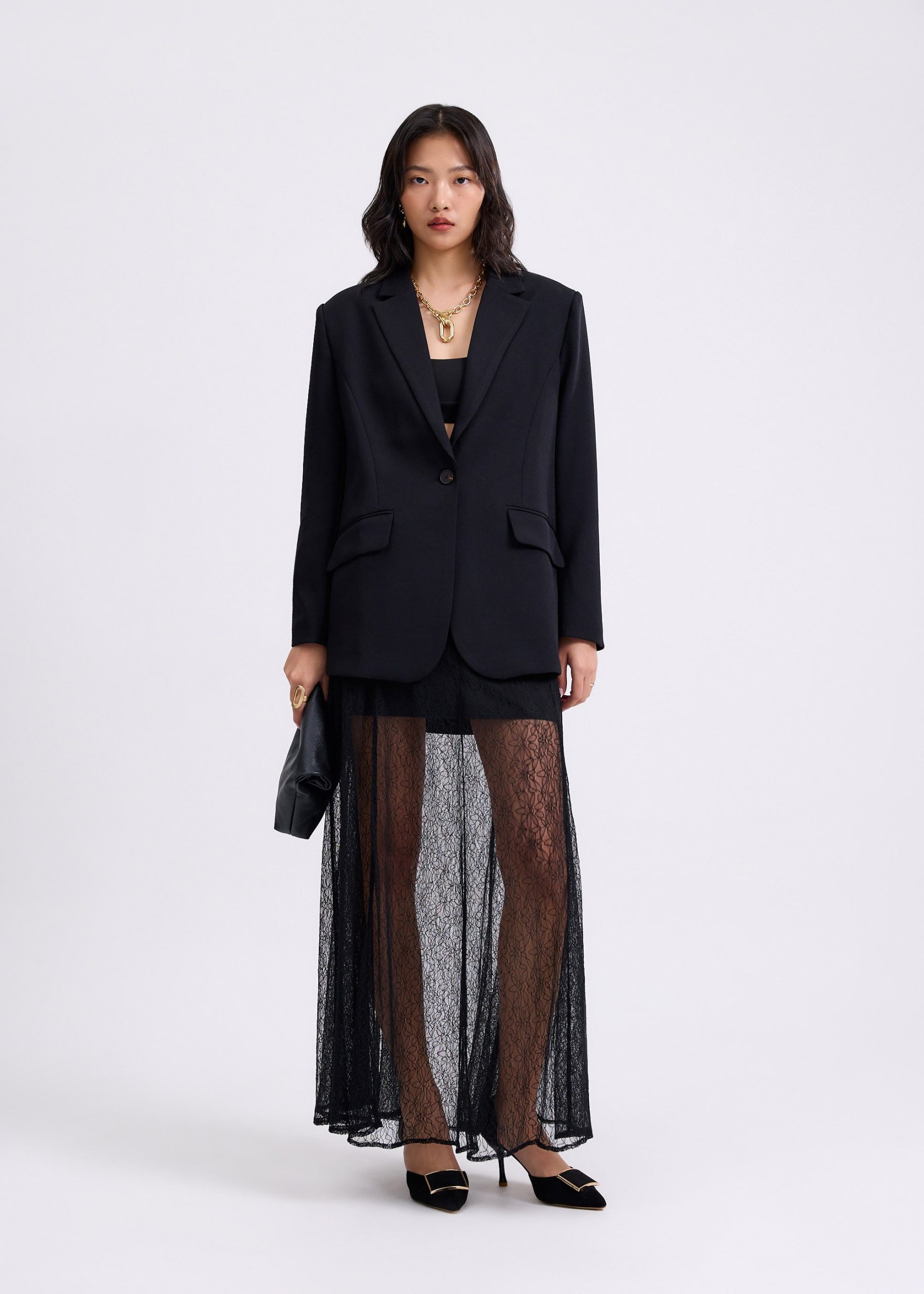 Sheer Lace A-Line Maxi Skirt - Image 2