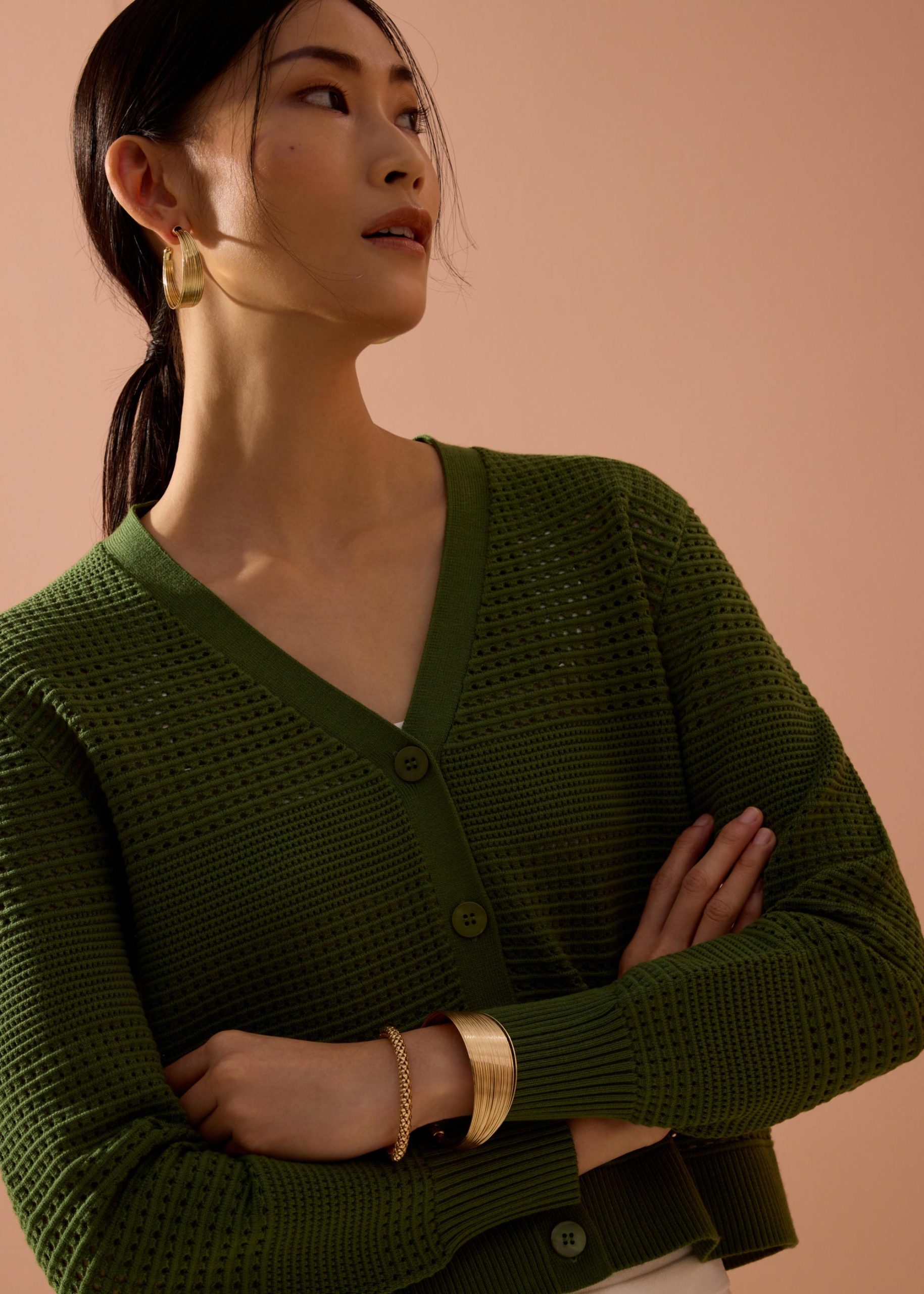 Relaxed Pointelle Knit Cardigan - Image 5